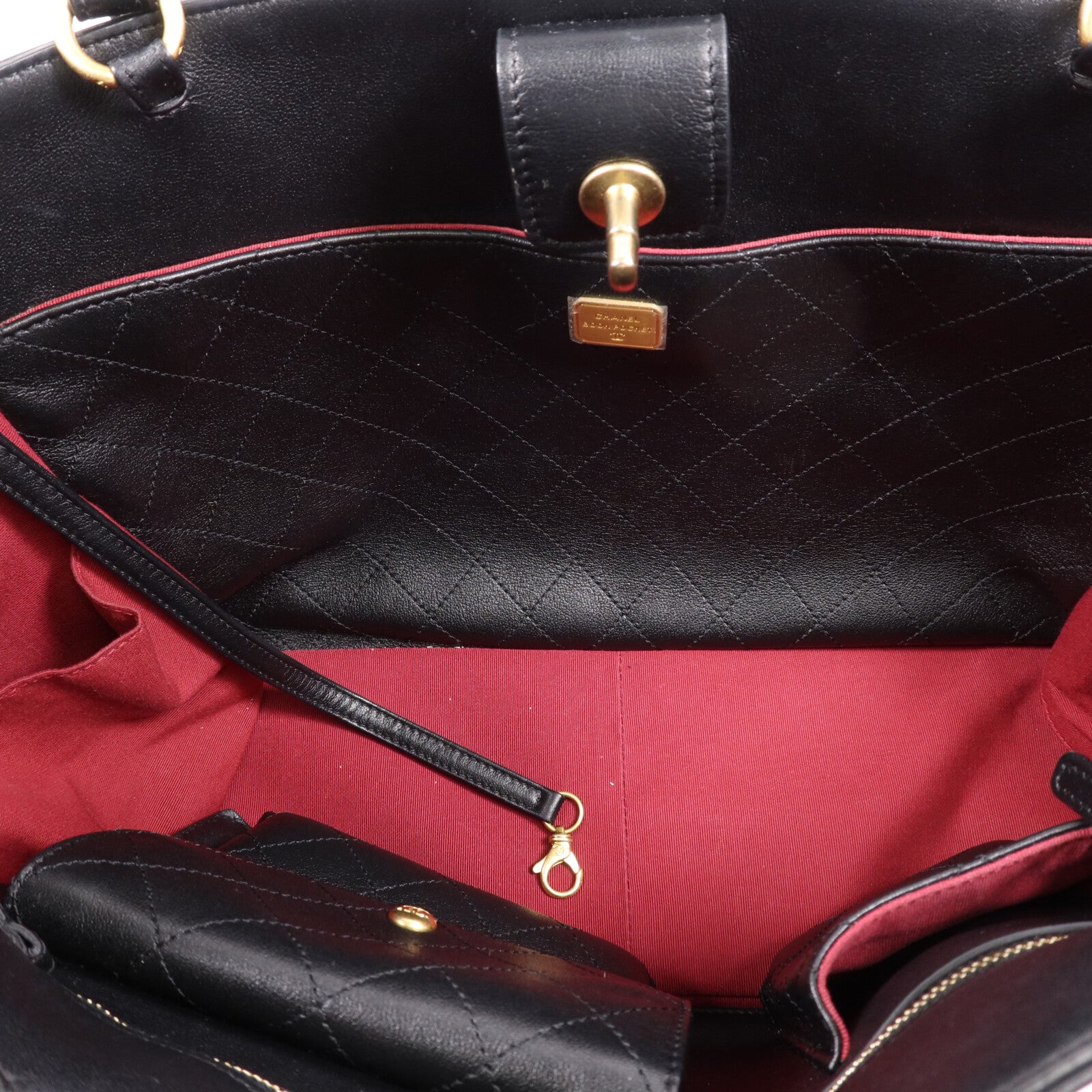 CHANEL 牛皮皮革Matelasse Tote金扣手挽袋