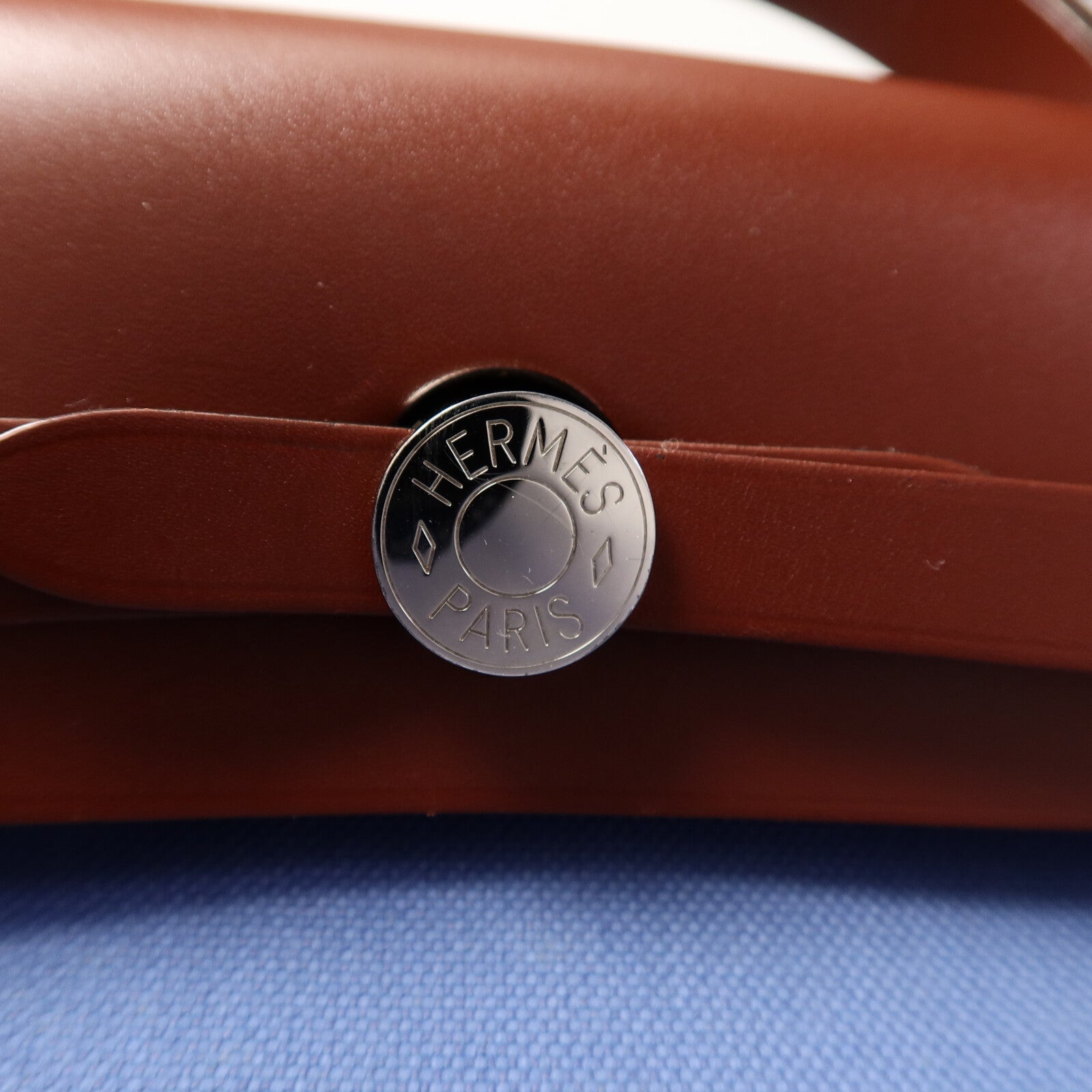 HERMES 帆布Herbag PM手挽肩背兩用袋Bleu Agate/Rouge H