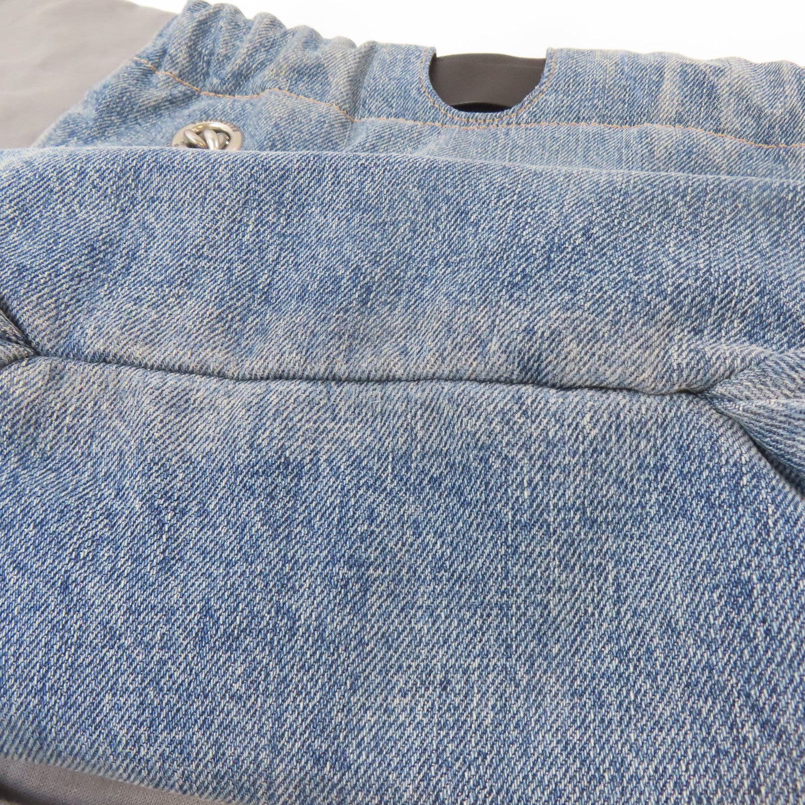 BALENCIAGA 牛仔布Crush Small Tote Bag銀扣鏈帶肩背袋藍色