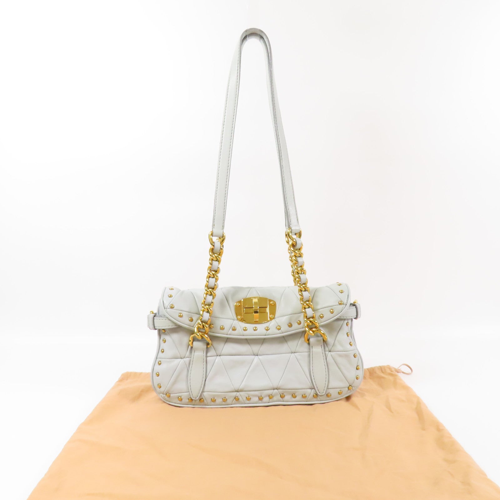 Miu Miu 牛皮皮革Shoulder Bag金扣肩背袋