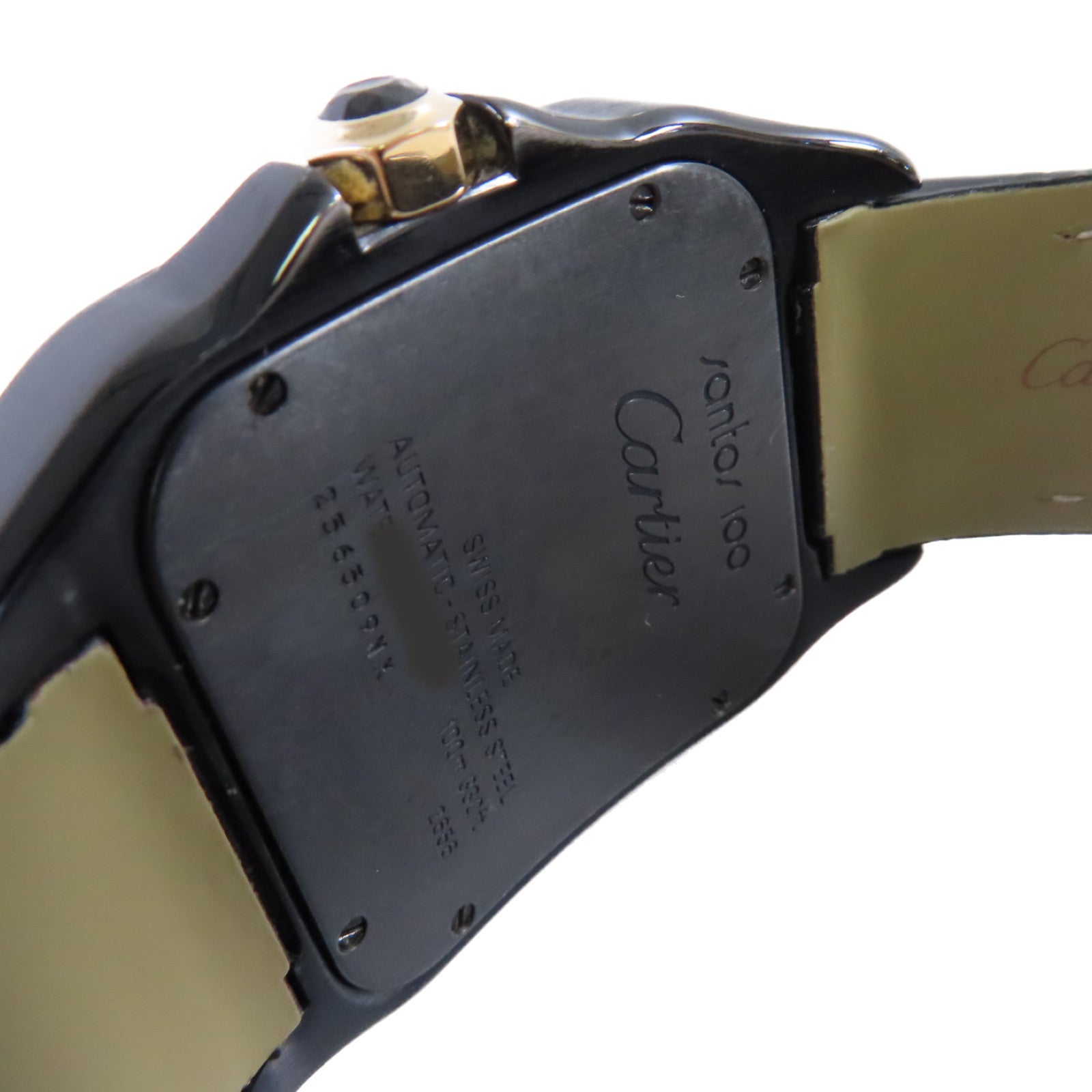 CARTIER Santos 100 Carbon  Automatic Watch 18K Rose Gold SS W2020009 Black