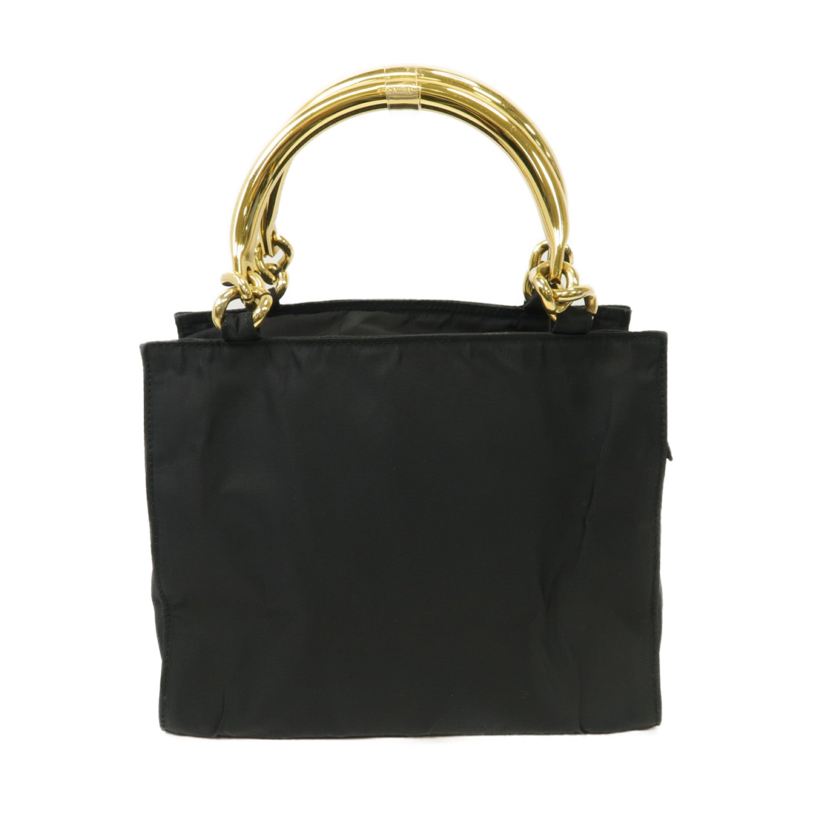 PRADA 尼龍Tessuto Metallo金扣手挽袋黑色