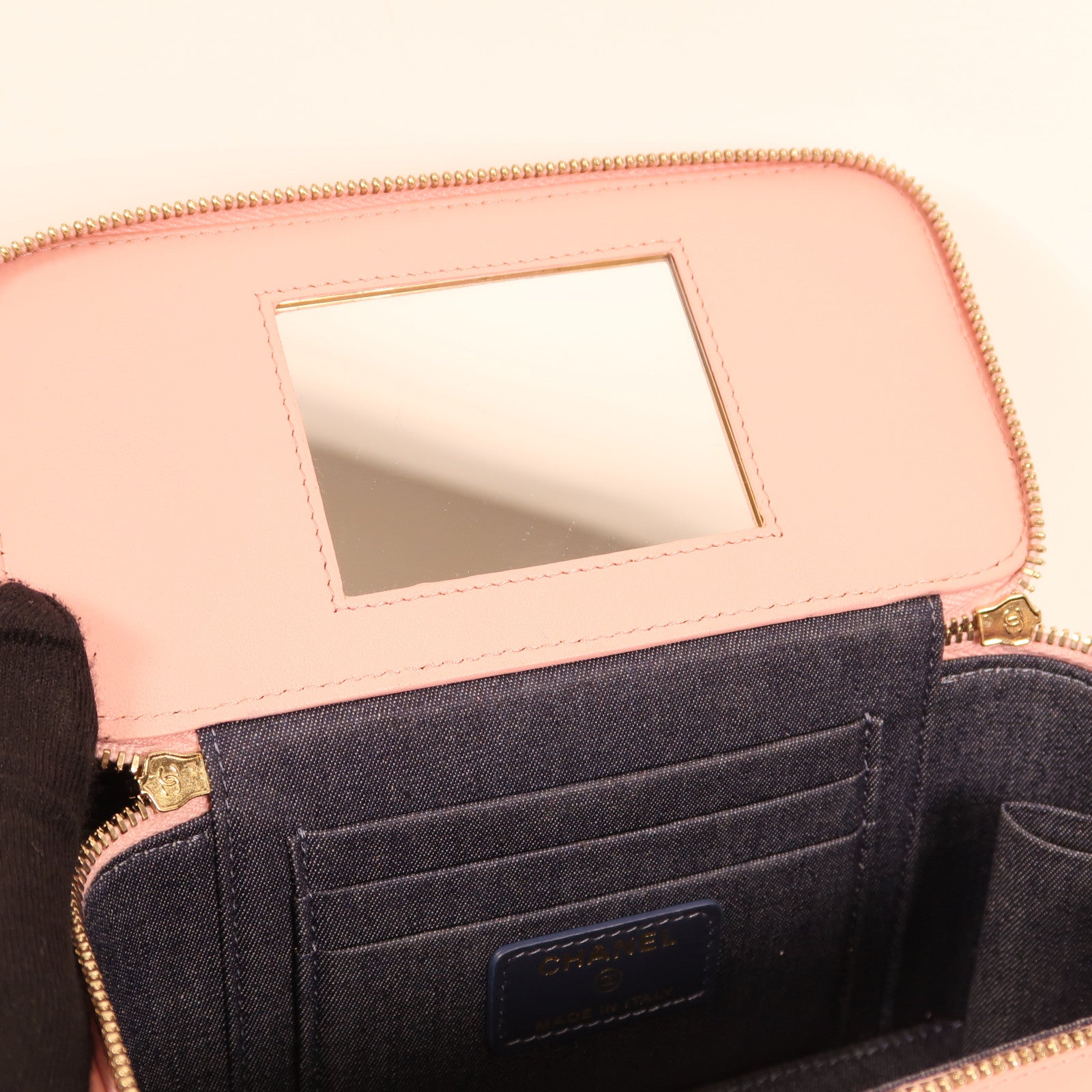 CHANEL CC GHW Vanity Chain Shoulder Bag Lambskin Leather Pink