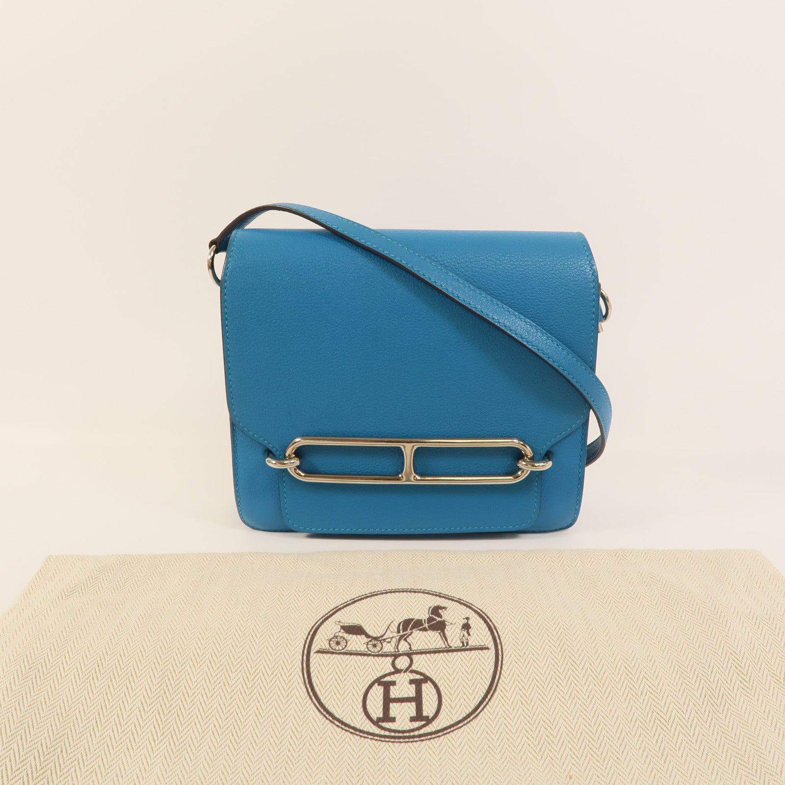 HERMES Evercolor皮革Roulis Mini肩背袋Bleu Zanzibar