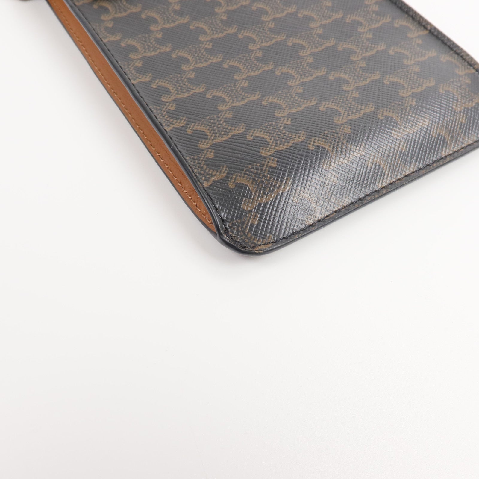 CELINE 塗層帆布/牛皮皮革Triomphe Phone Pouch with Flap肩背袋