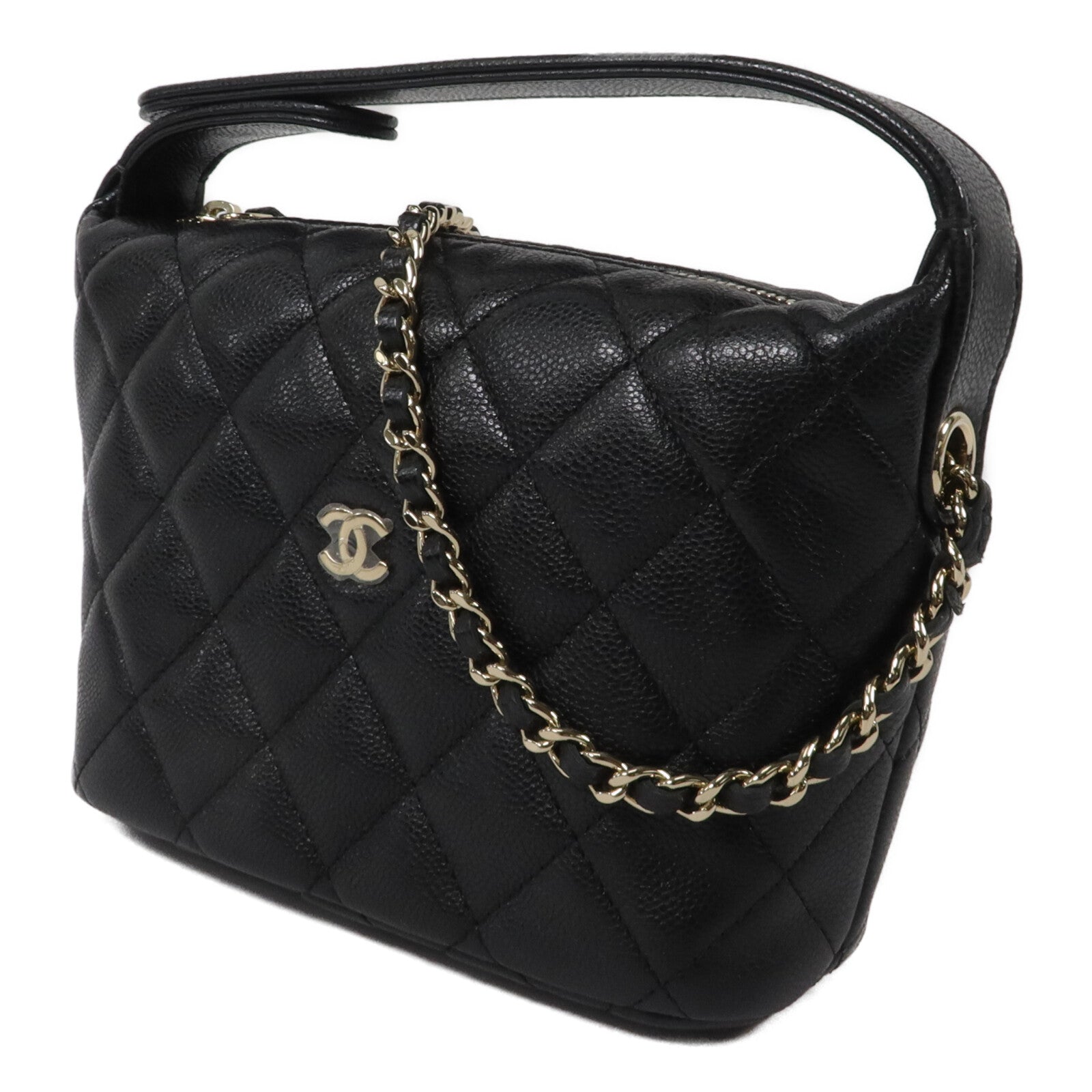 CHANEL 牛皮皮革Mini Hobo鏈帶手挽肩背兩用袋