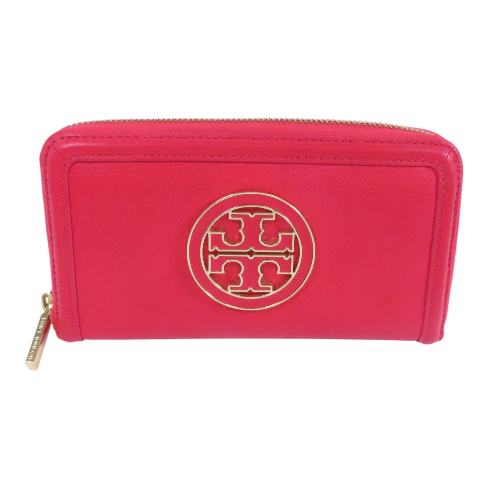 Tory Burch 牛皮皮革Round Long Wallet金扣拉鏈長錢包