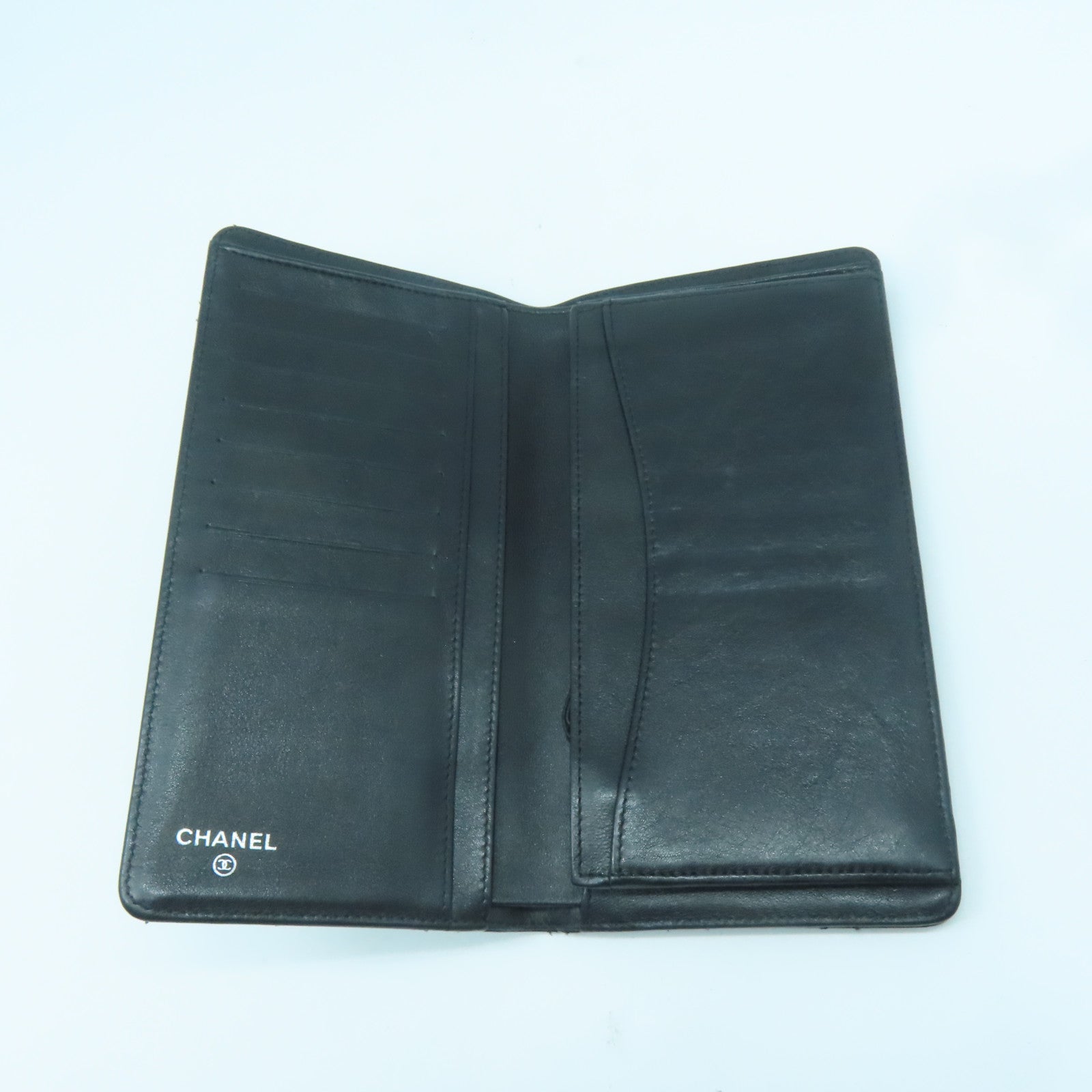 CHANEL 【激減優惠】菱格漆皮皮革Long Wallet銀扣長錢包黑色