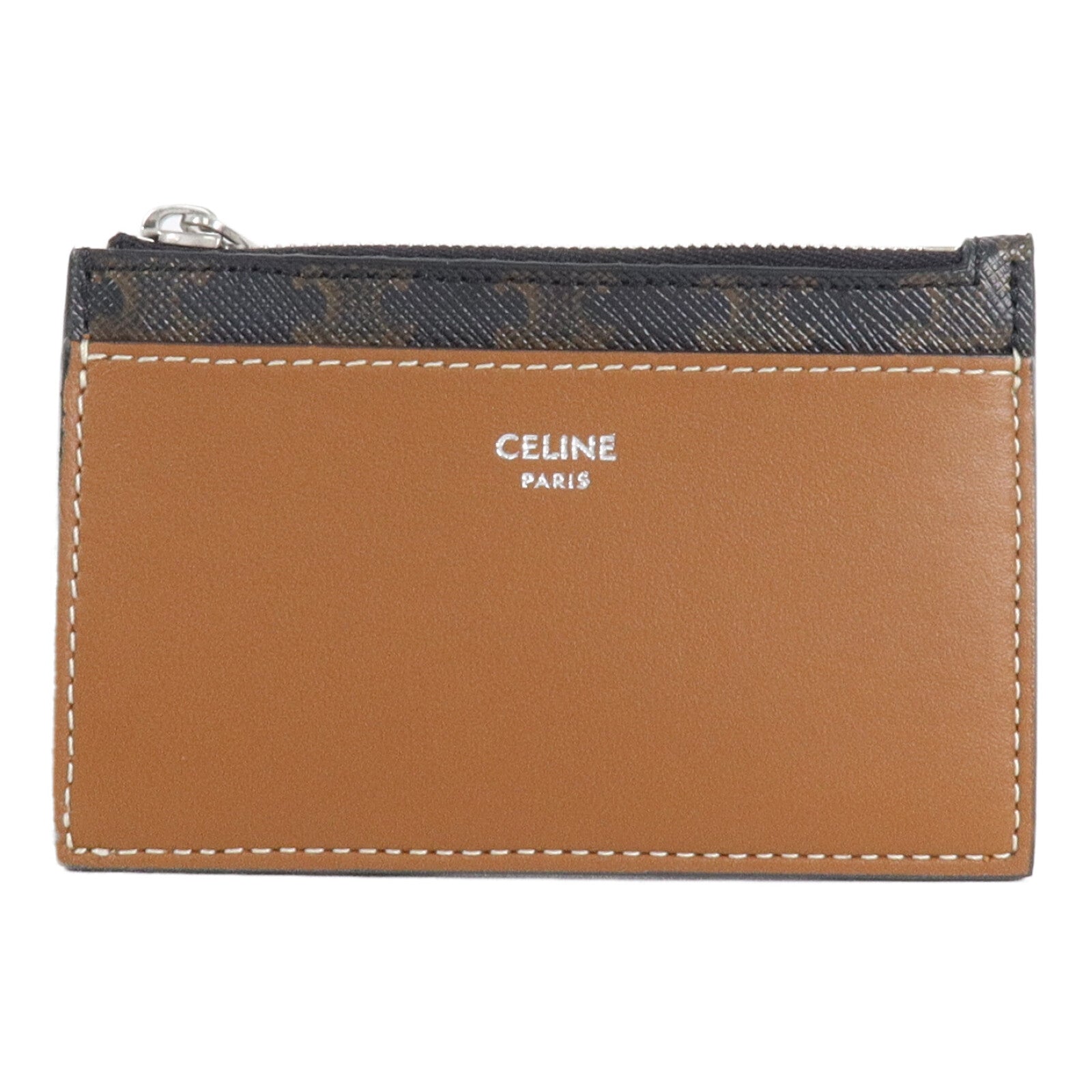 CELINE Triomphe Canvas/皮革Zipped Card Case卡片套