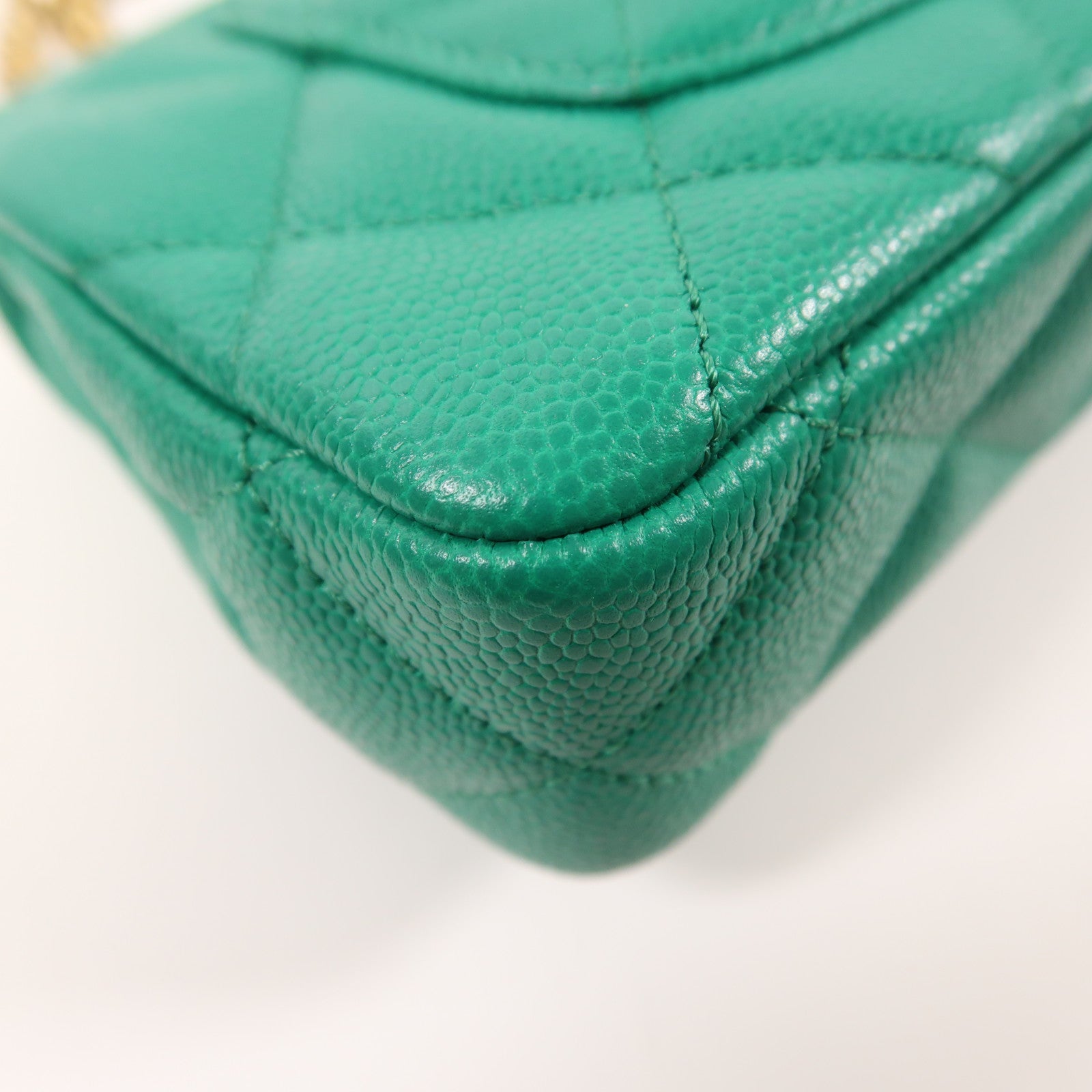 CHANEL CC GHW Chain Shoulder Bag Calfskin Leather Green