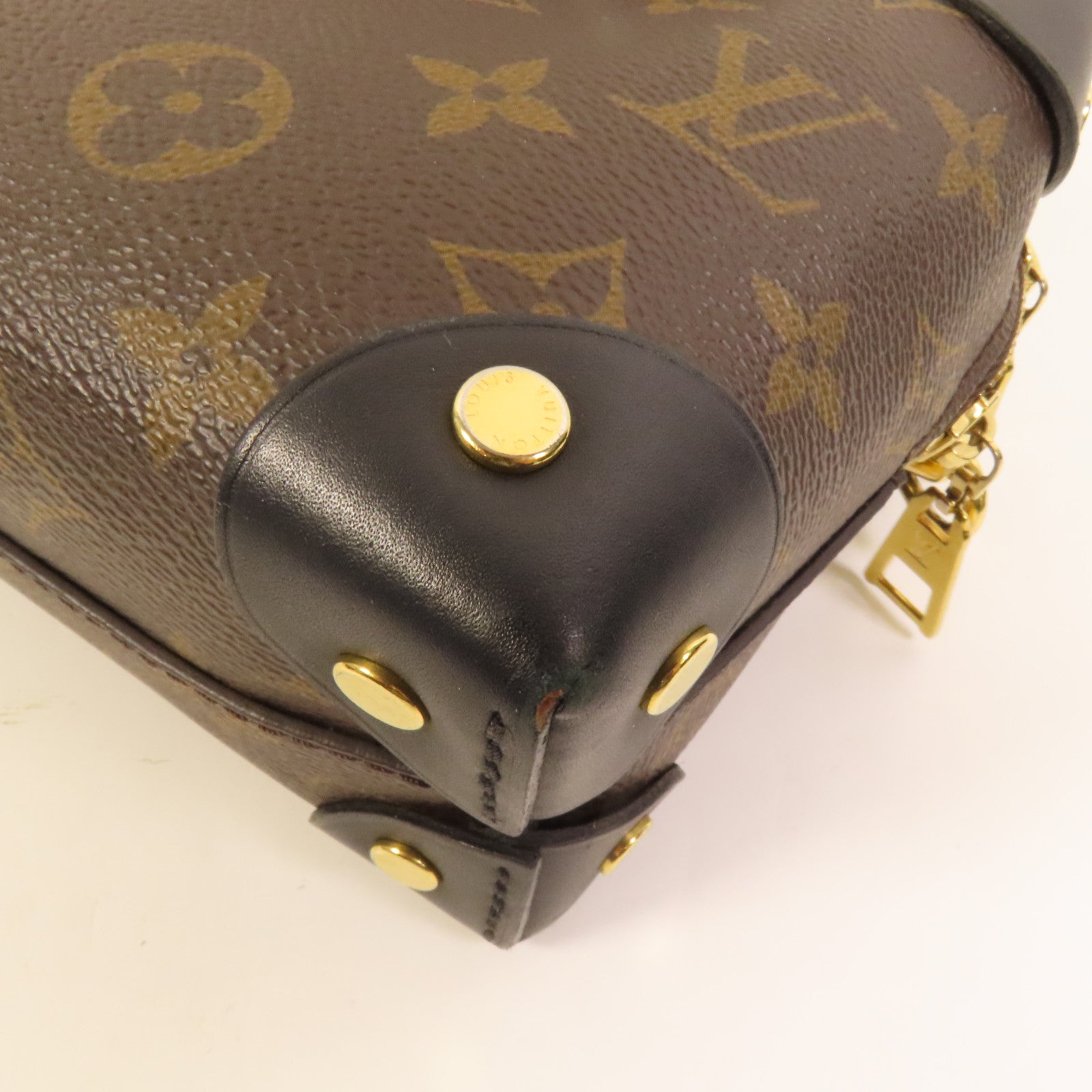 LOUIS VUITTON Monogram Petite Malle Souple金扣手挽肩背兩用袋棕色