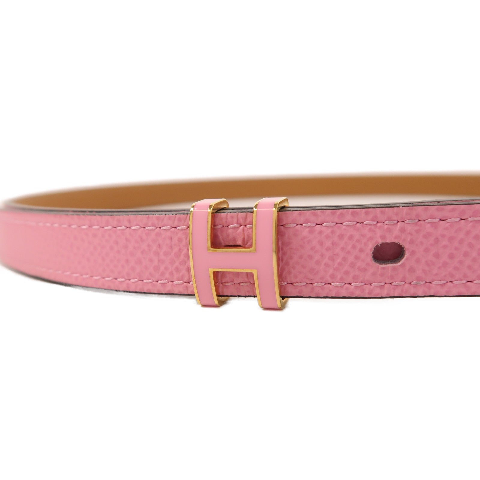 HERMES Epsom皮革Pop H 15 Belt皮帶Bubblegum Pink