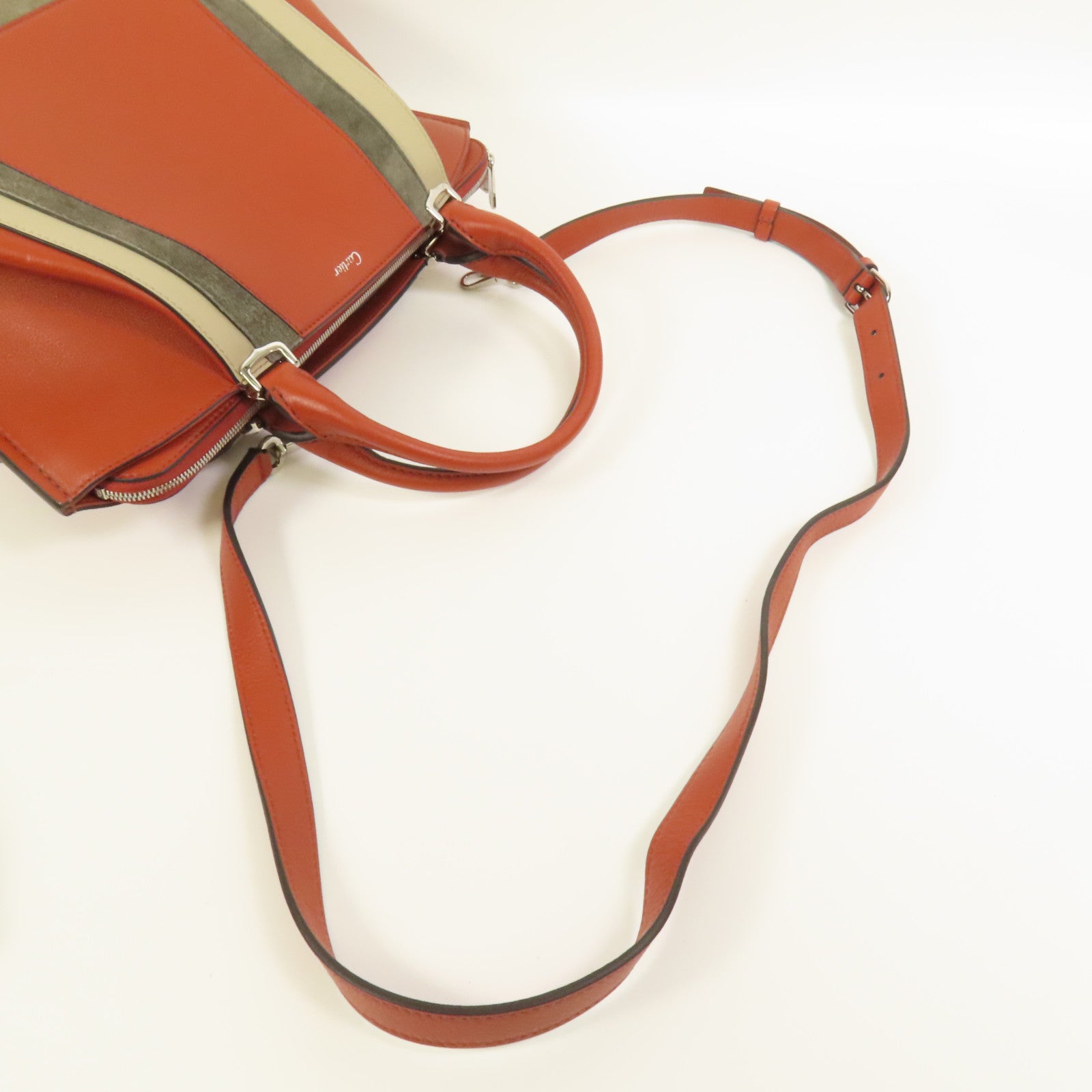 CARTIER 牛皮皮革2way Shoulder Bag銀扣手挽肩背兩用袋