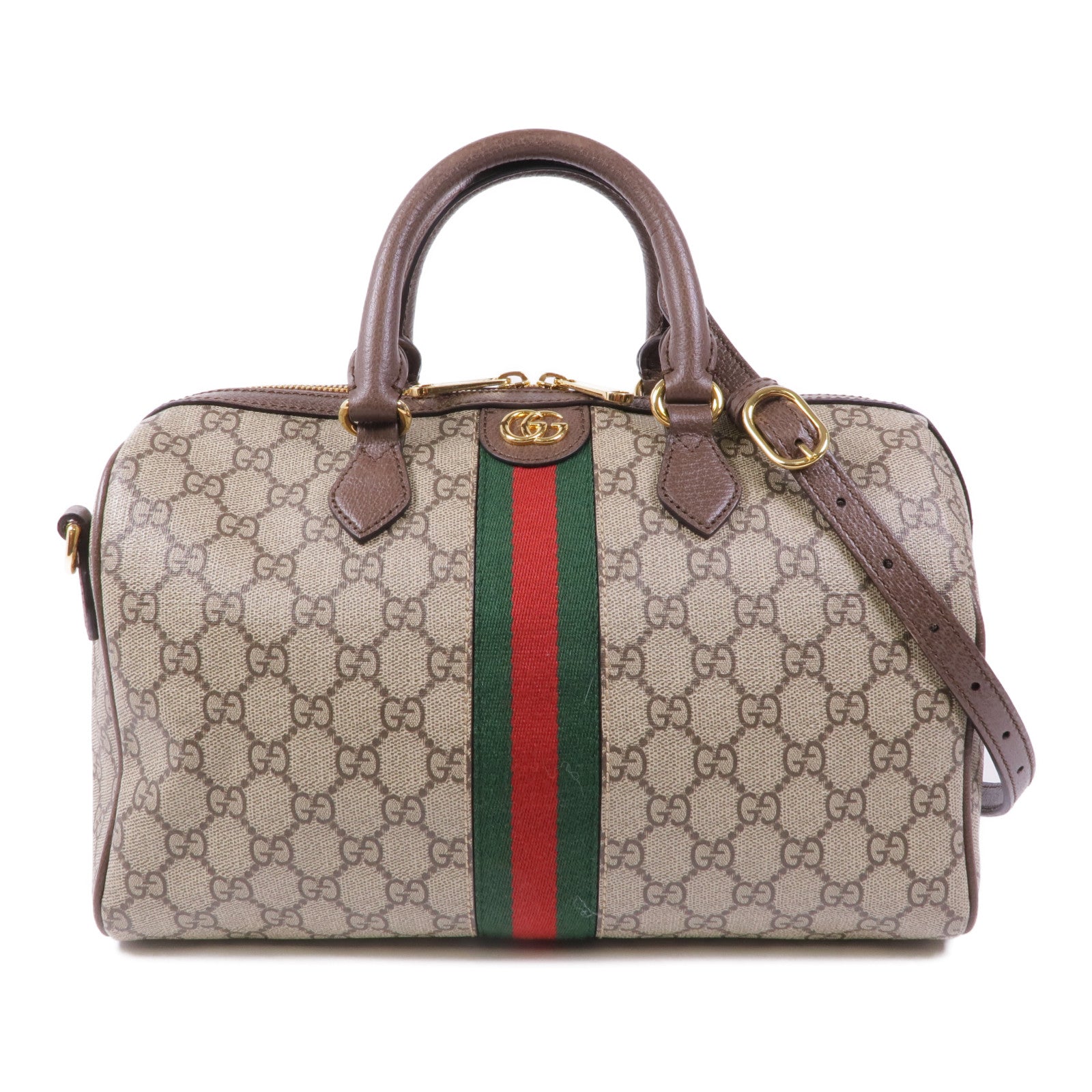 GUCCI 塗層帆布GG Ophidia Medium Top Handle金扣手挽肩背兩用袋