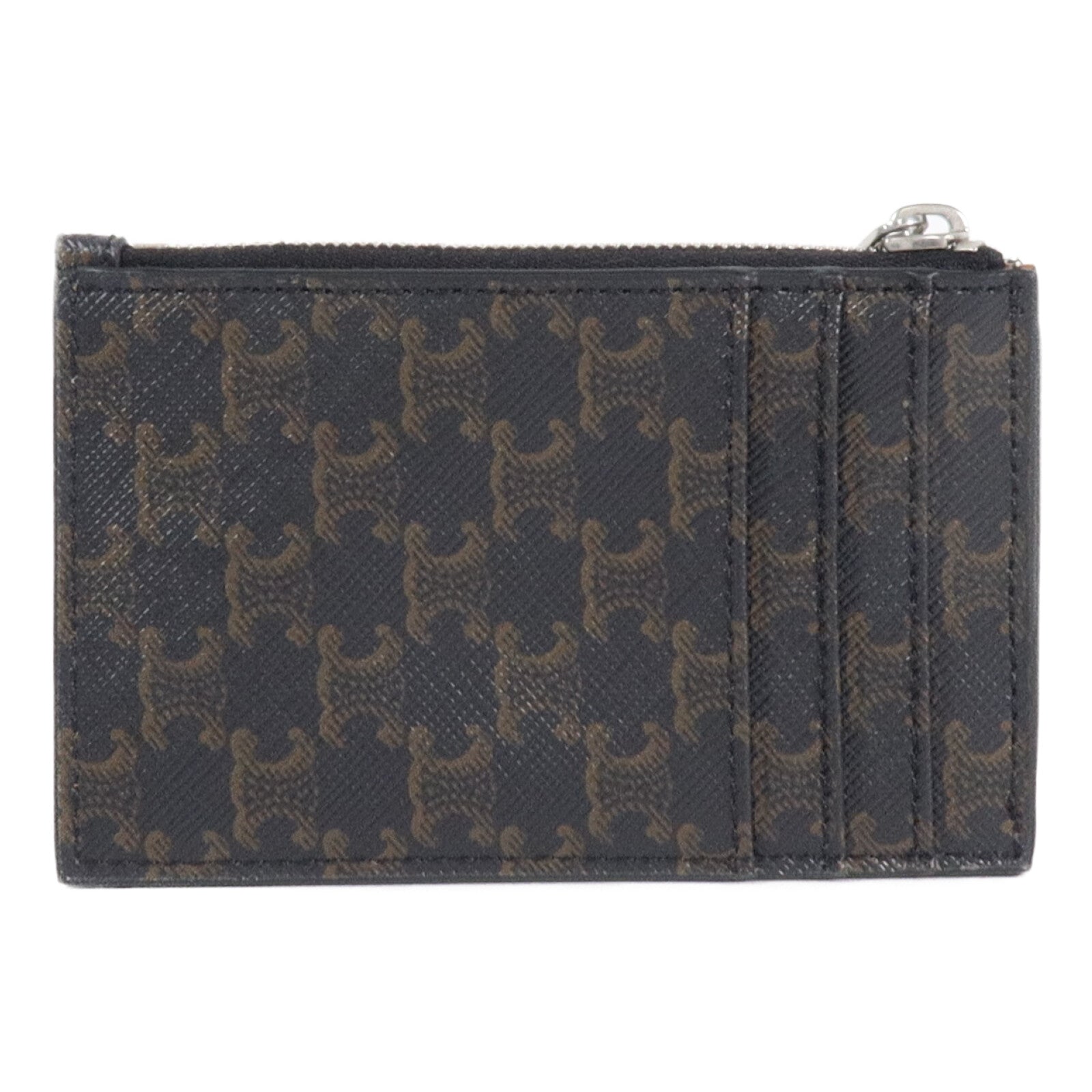 CELINE Triomphe Canvas/皮革Zipped Card Case卡片套