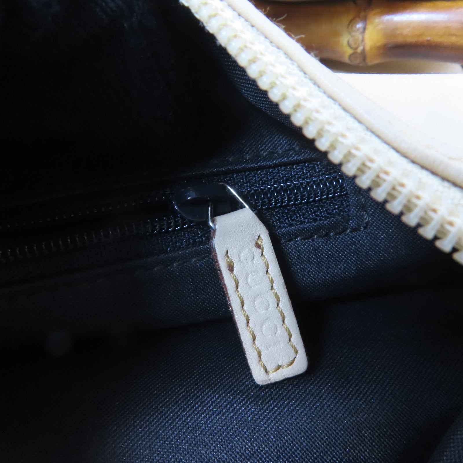 GUCCI 【激減優惠】皮革/Bamboo Handbag銀扣手挽袋米色
