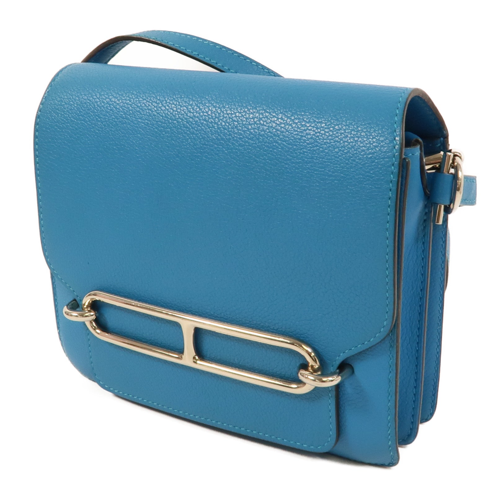 HERMES Evercolor皮革Roulis Mini肩背袋Bleu Zanzibar