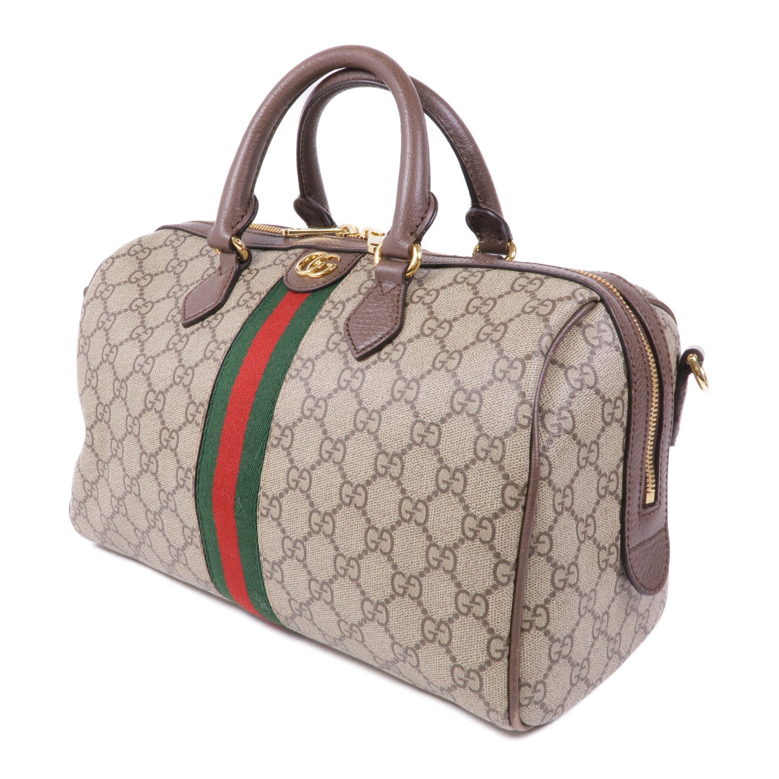 GUCCI 塗層帆布GG Ophidia Medium Top Handle金扣手挽肩背兩用袋