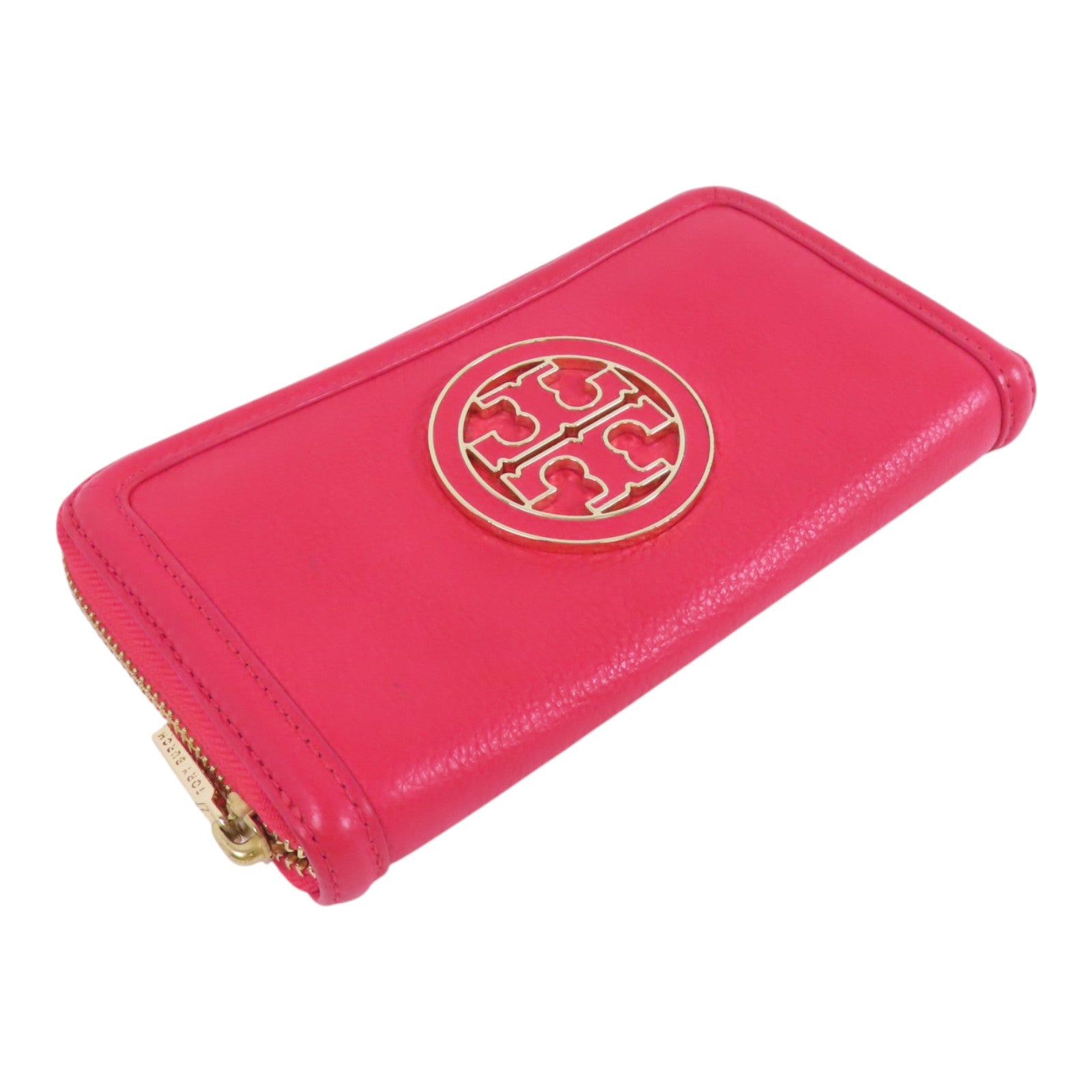 Tory Burch 牛皮皮革Round Long Wallet金扣拉鏈長錢包
