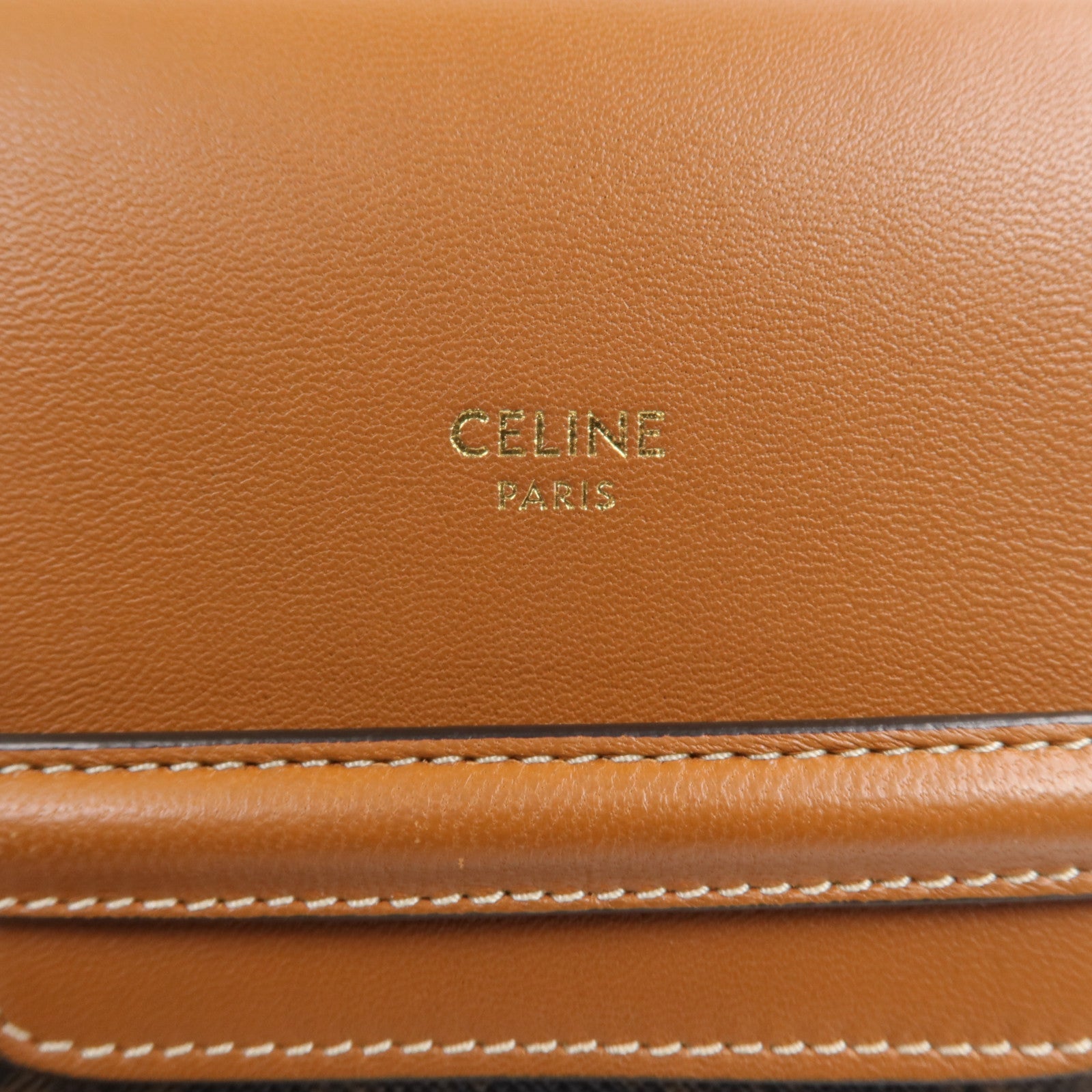 CELINE 塗層帆布/牛皮皮革Triomphe Phone Pouch with Flap肩背袋