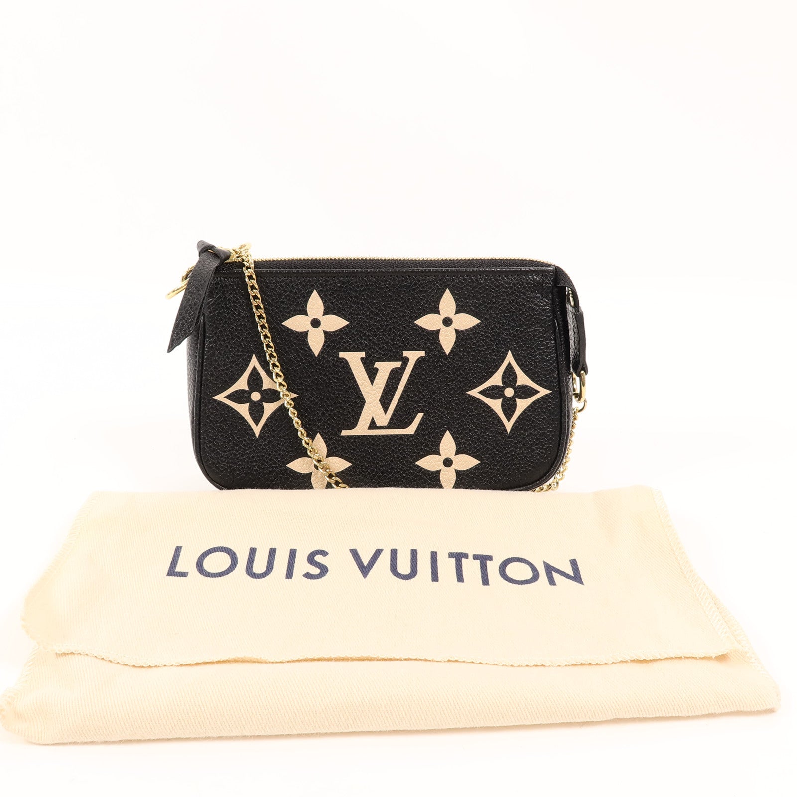 LOUIS VUITTON Monogram Empreinte Mini Pochette鏈帶手挽袋