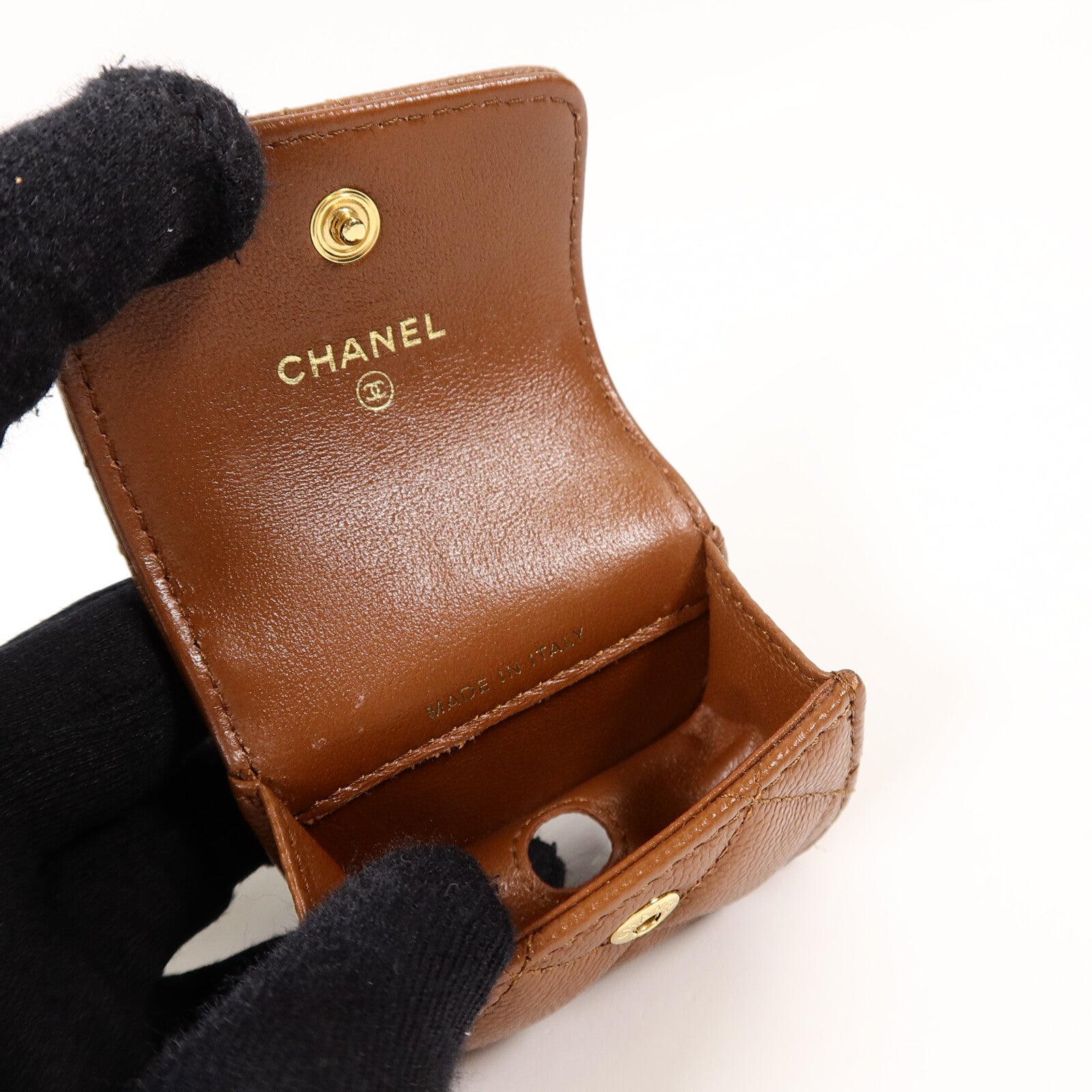 CHANEL 牛皮皮革Vanity Case鏈帶肩背袋