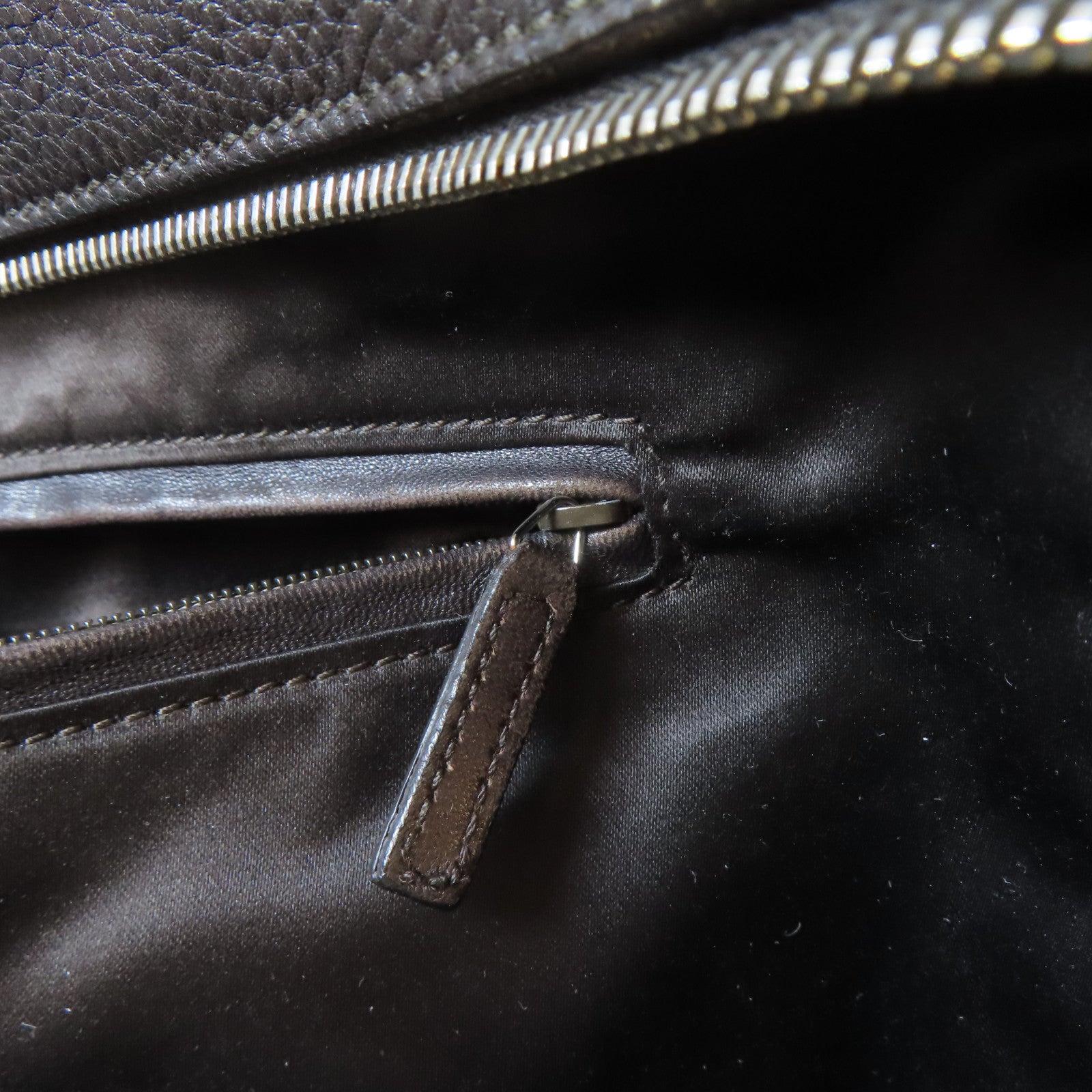 SAINT LAURENT 【激減優惠】牛皮皮革Shoulder Bag銀扣肩背袋啡色
