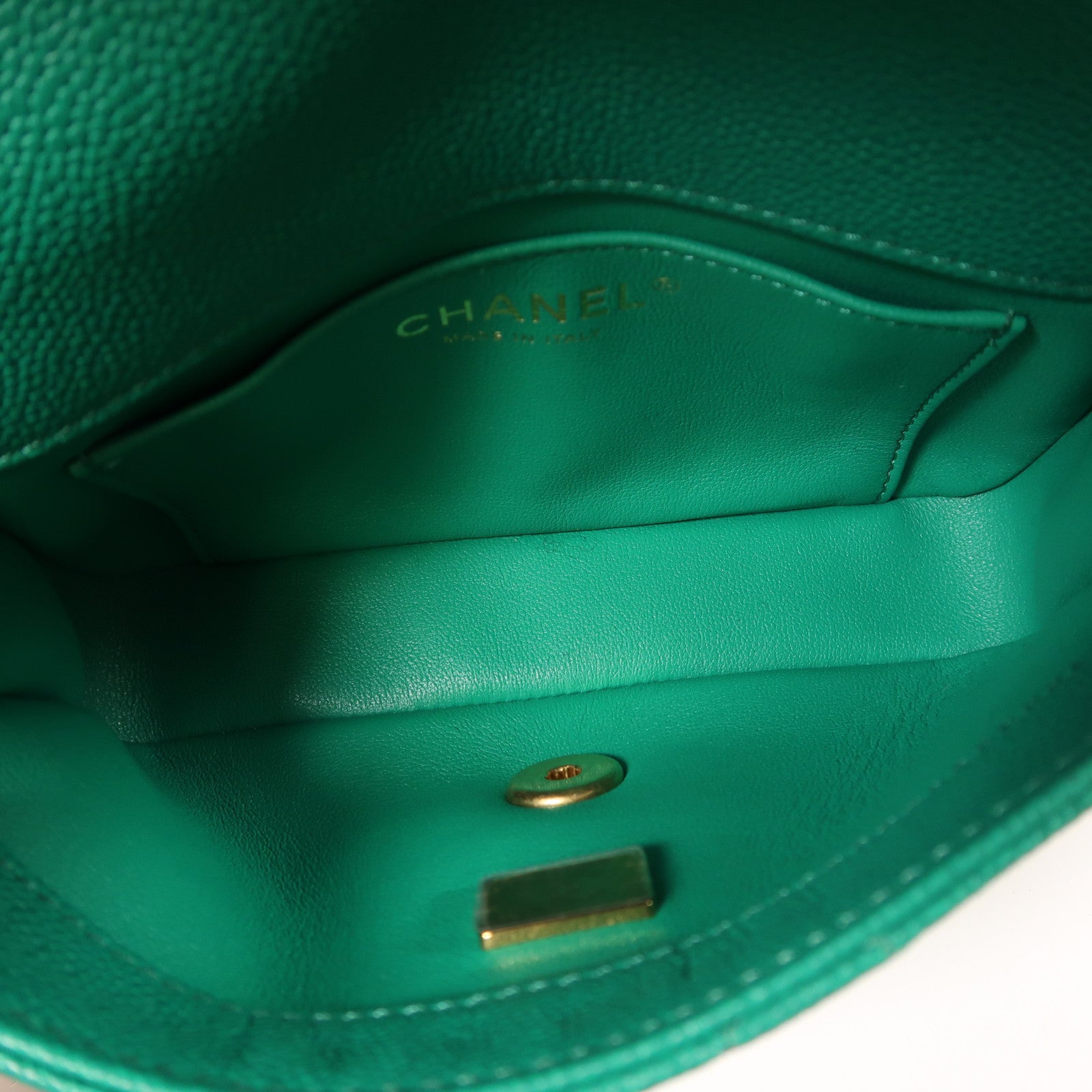 CHANEL CC GHW Chain Shoulder Bag Calfskin Leather Green