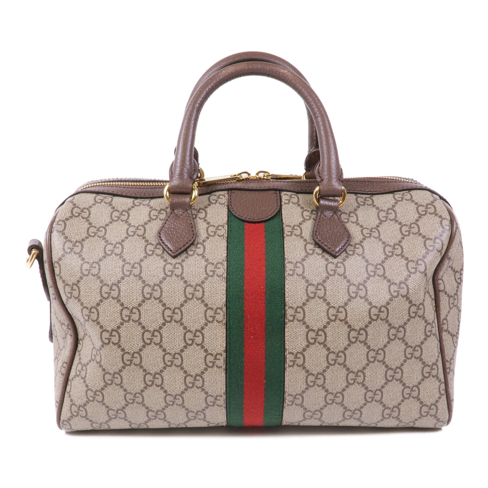 GUCCI 塗層帆布GG Ophidia Medium Top Handle金扣手挽肩背兩用袋