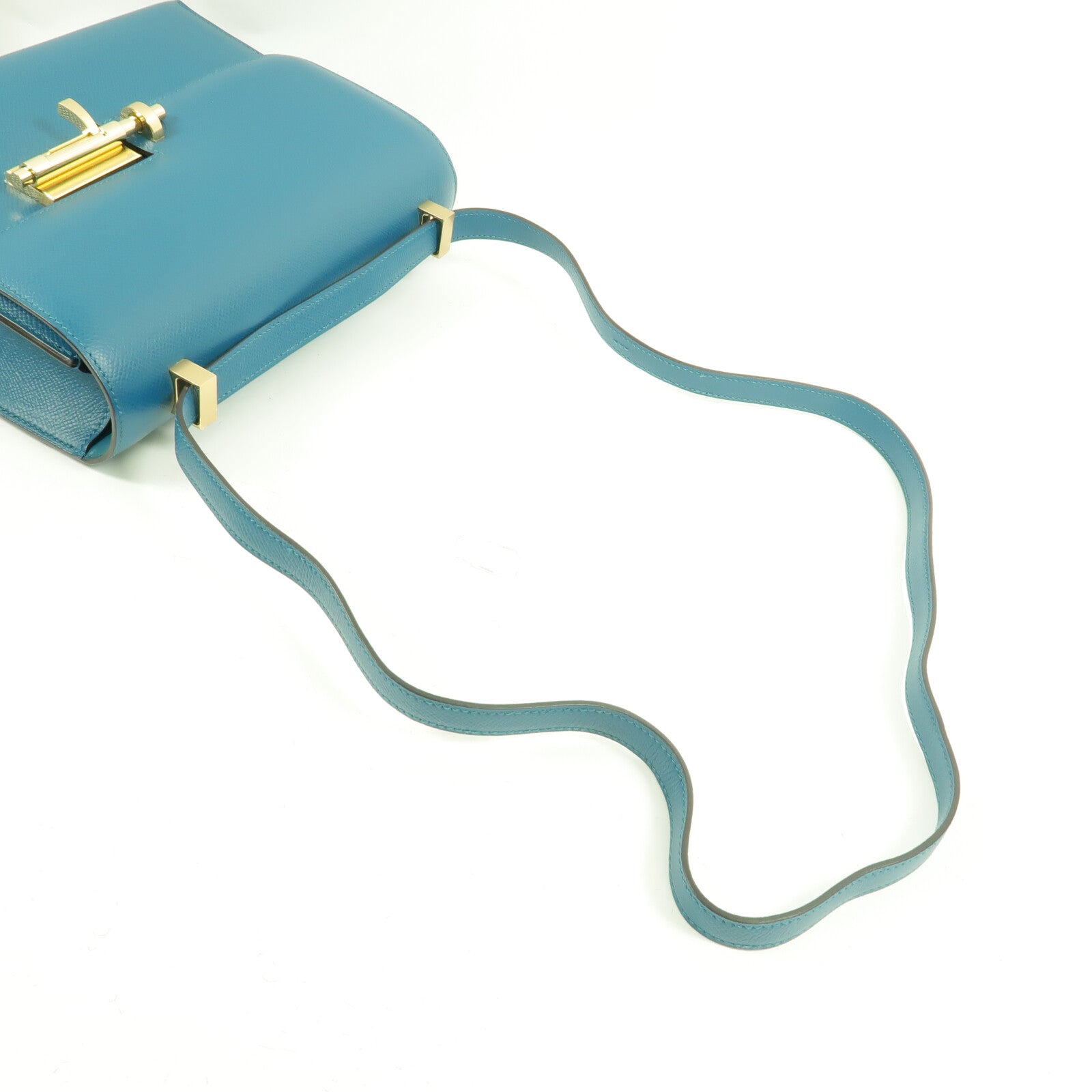 HERMES Epsom皮革Verrou 23肩背袋Vert Bosphore