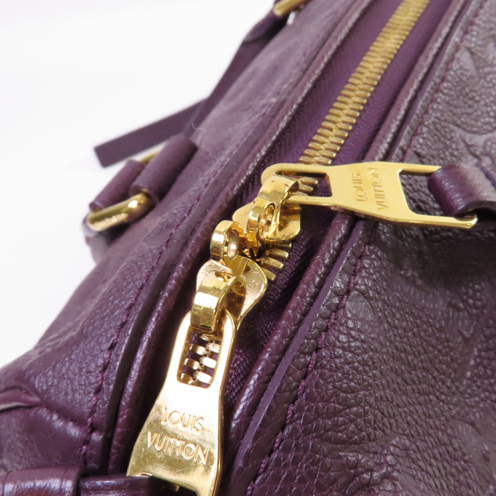 LOUIS VUITTON Monogram Empreinte Speedy Bandouliere 25 2Way Shoulder Bag金扣手挽肩背兩用袋紫色