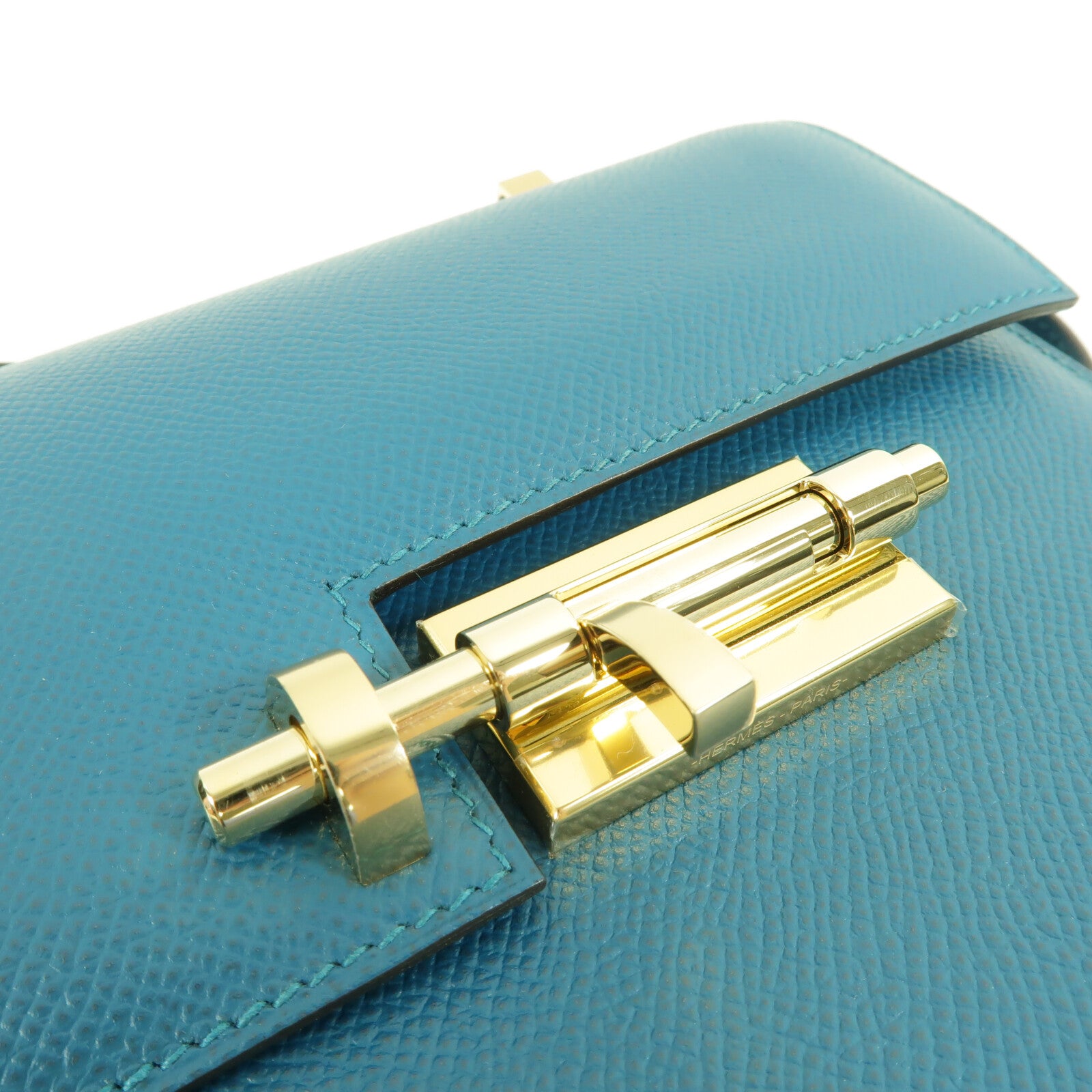 HERMES Epsom皮革Verrou 23肩背袋Vert Bosphore