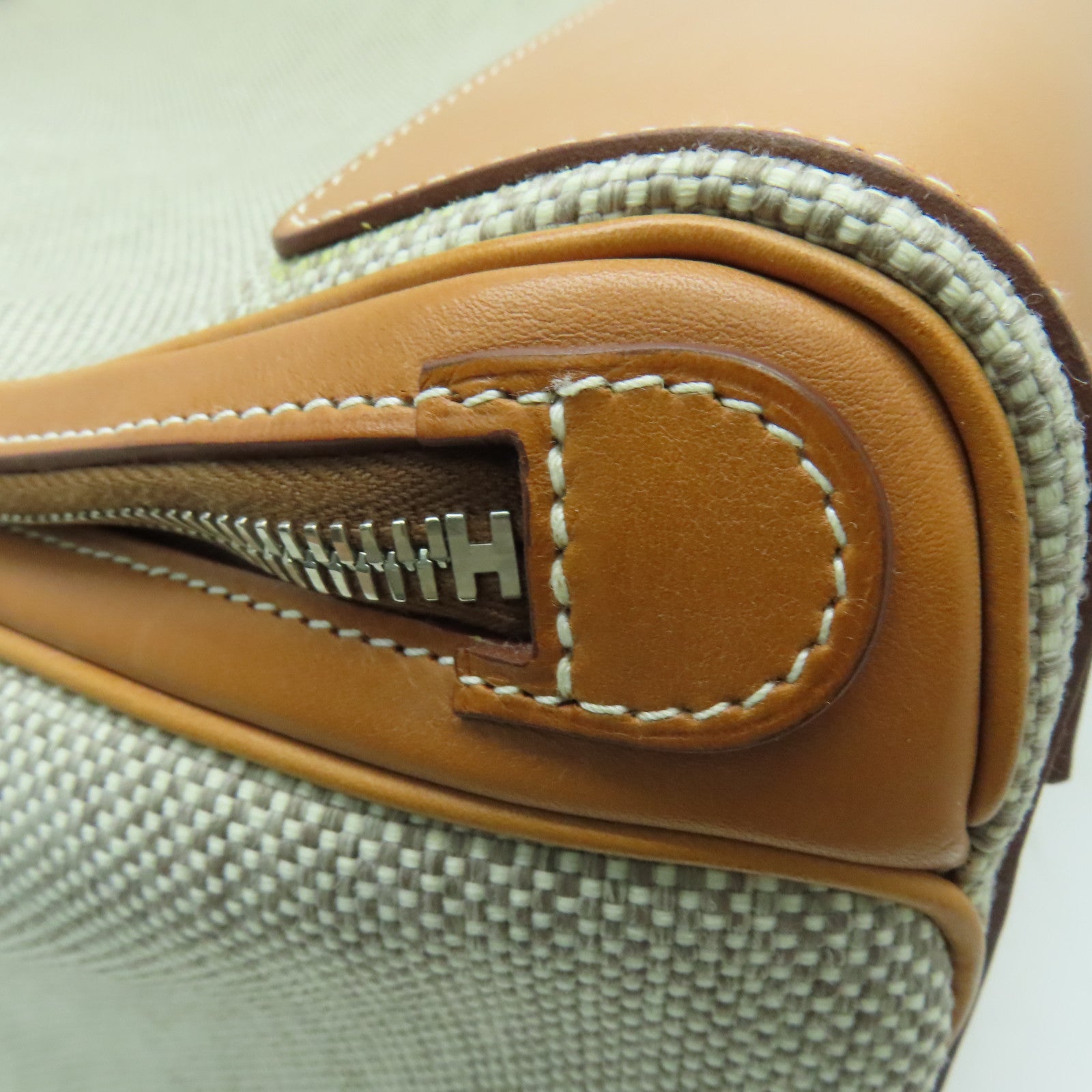 HERMES 【激減優惠】帆布Caleche Rolling Luggage銀扣行李箱米色/啡色