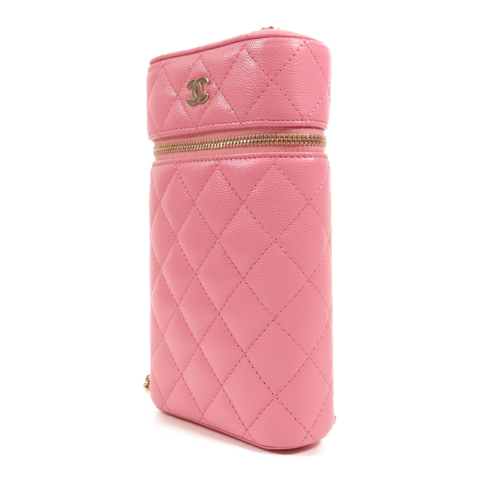 CHANEL 牛皮皮革Phone Bag金扣鏈帶肩背袋