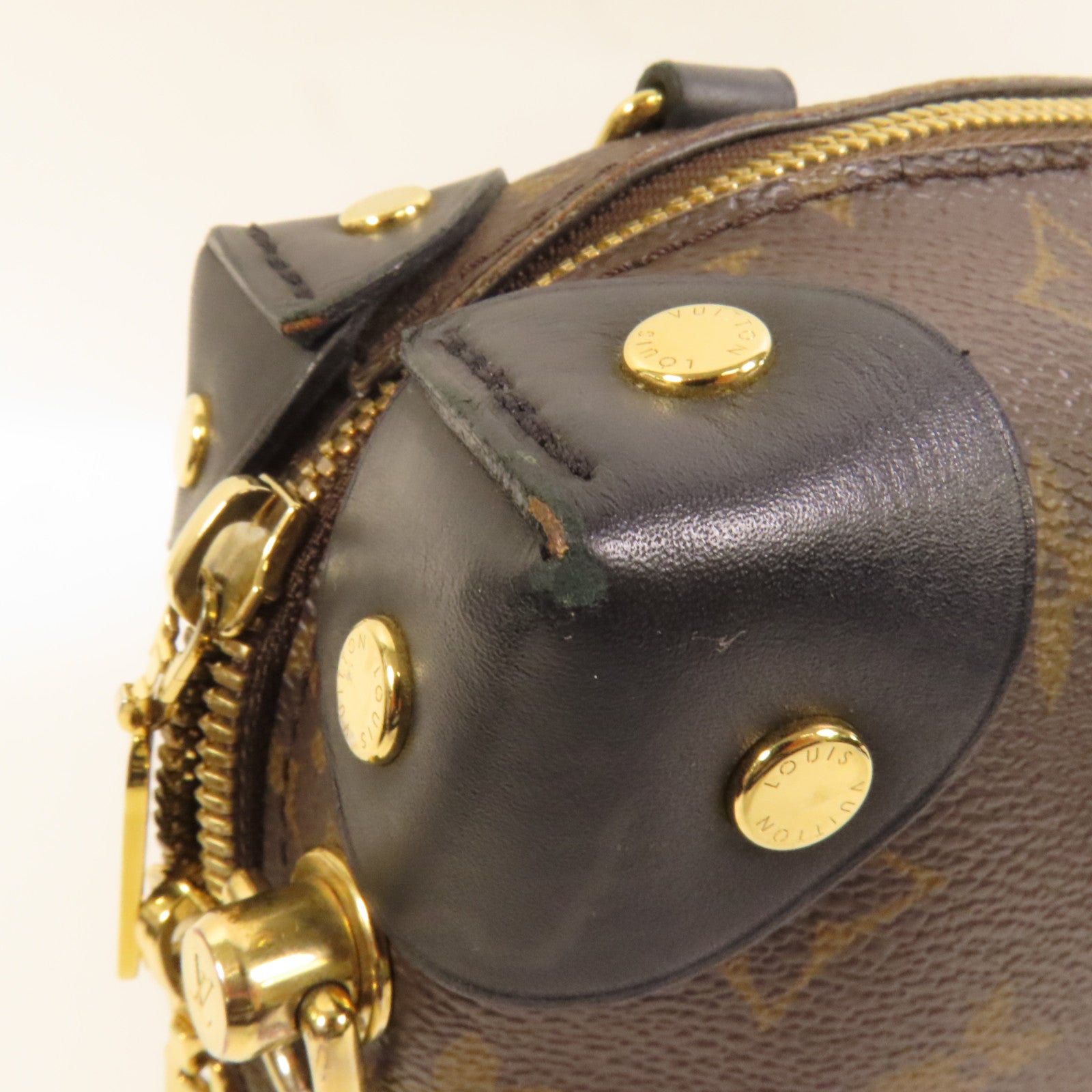 LOUIS VUITTON Monogram Petite Malle Souple金扣手挽肩背兩用袋棕色