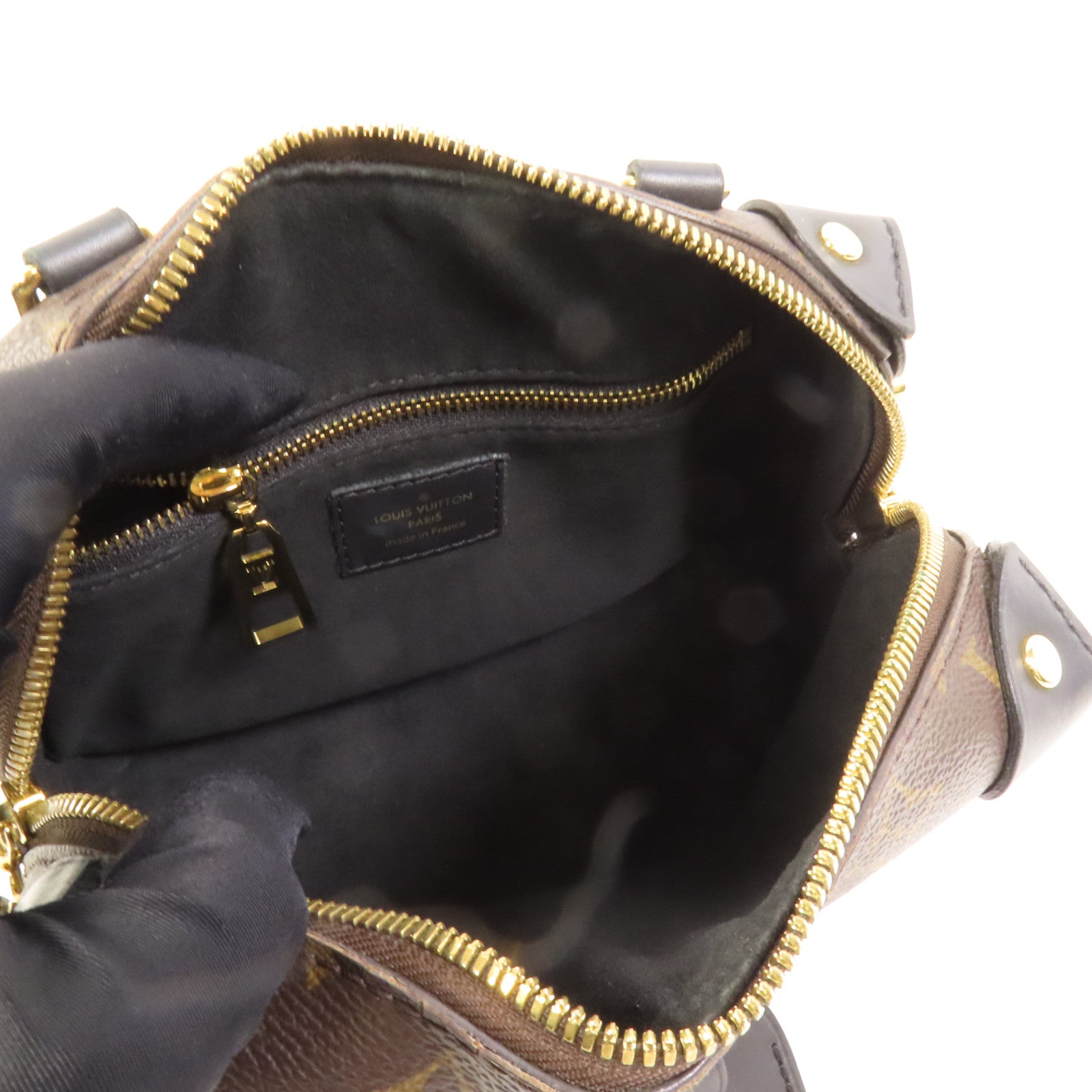 LOUIS VUITTON Monogram Petite Malle Souple金扣手挽肩背兩用袋棕色
