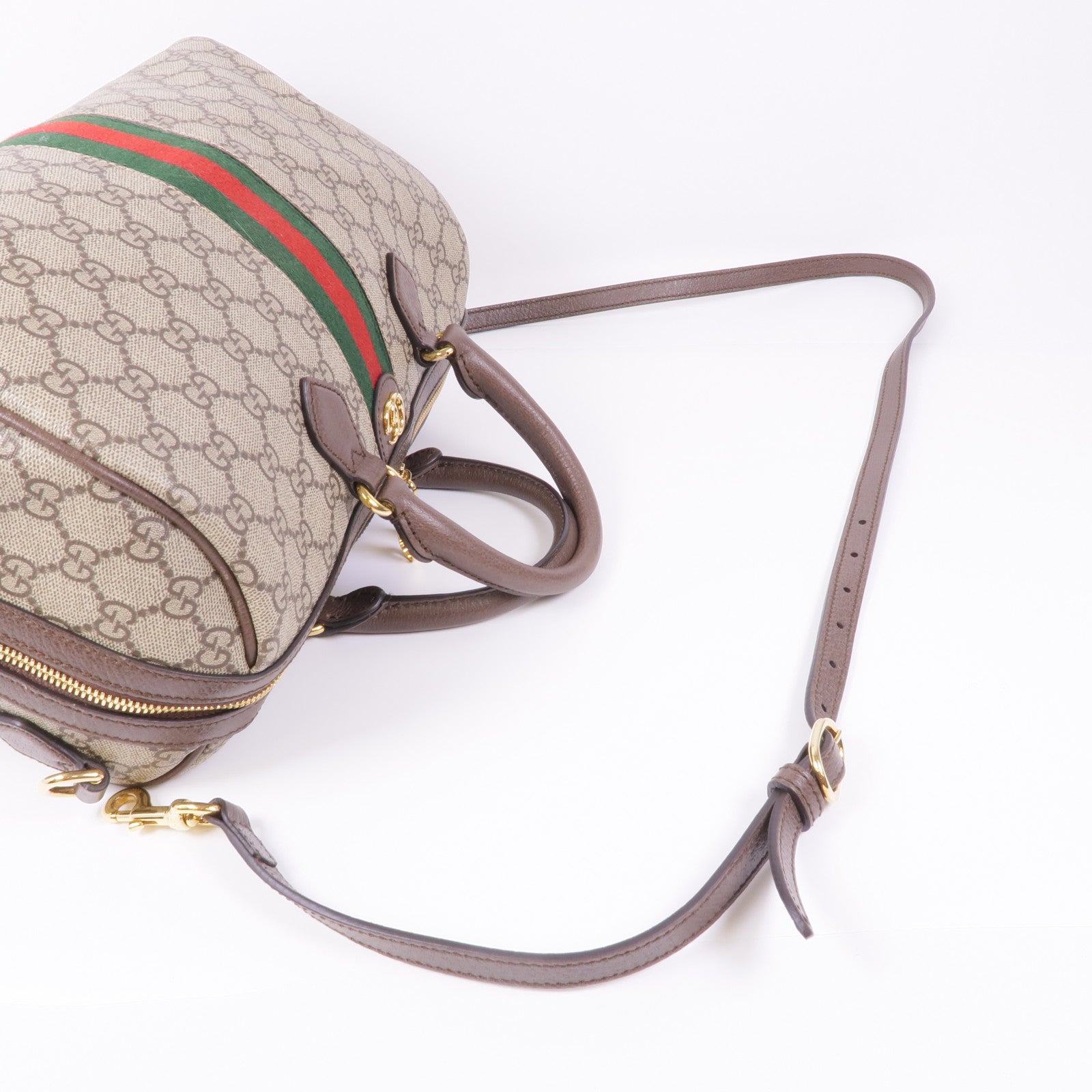 GUCCI 塗層帆布GG Ophidia Medium Top Handle金扣手挽肩背兩用袋