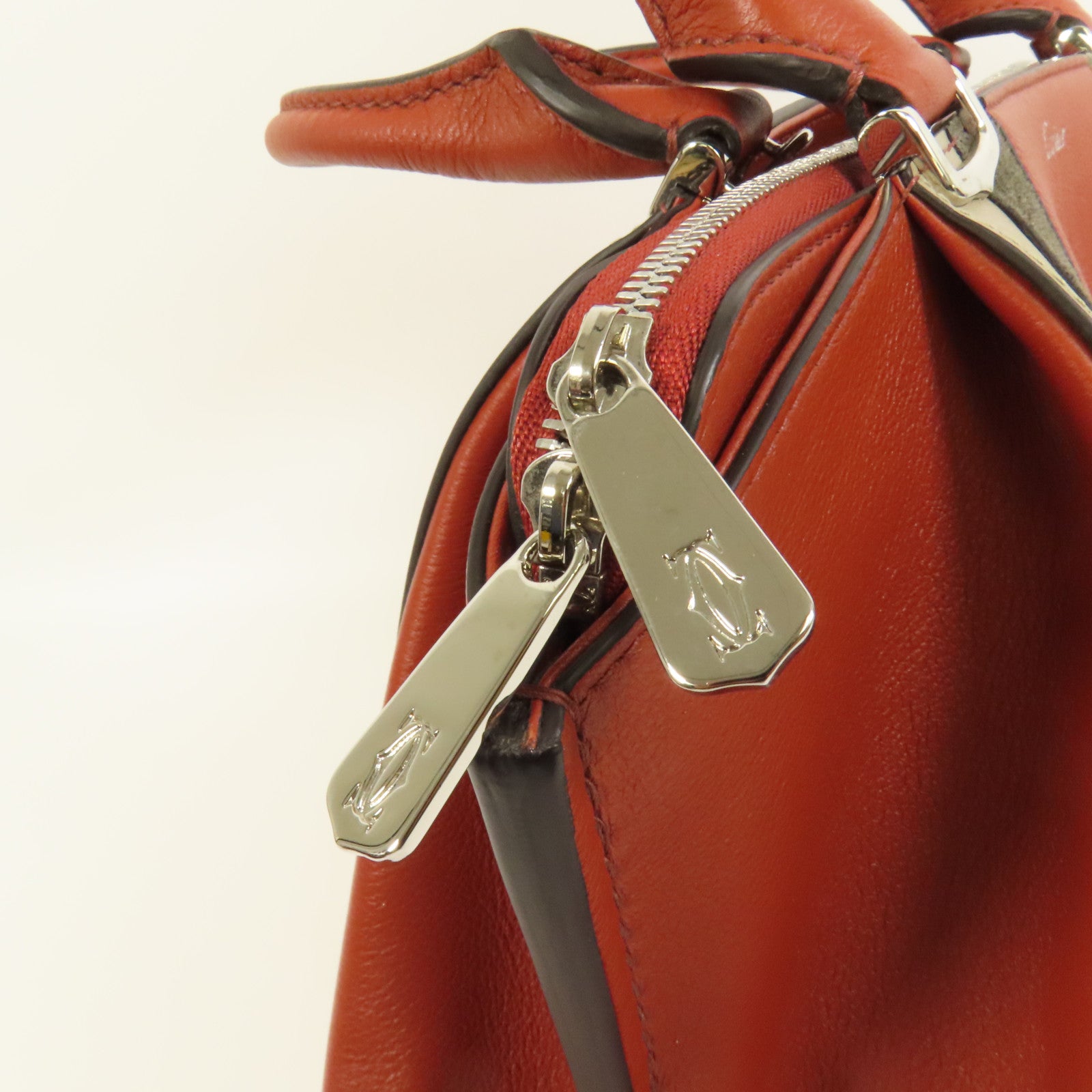 CARTIER 牛皮皮革2way Shoulder Bag銀扣手挽肩背兩用袋