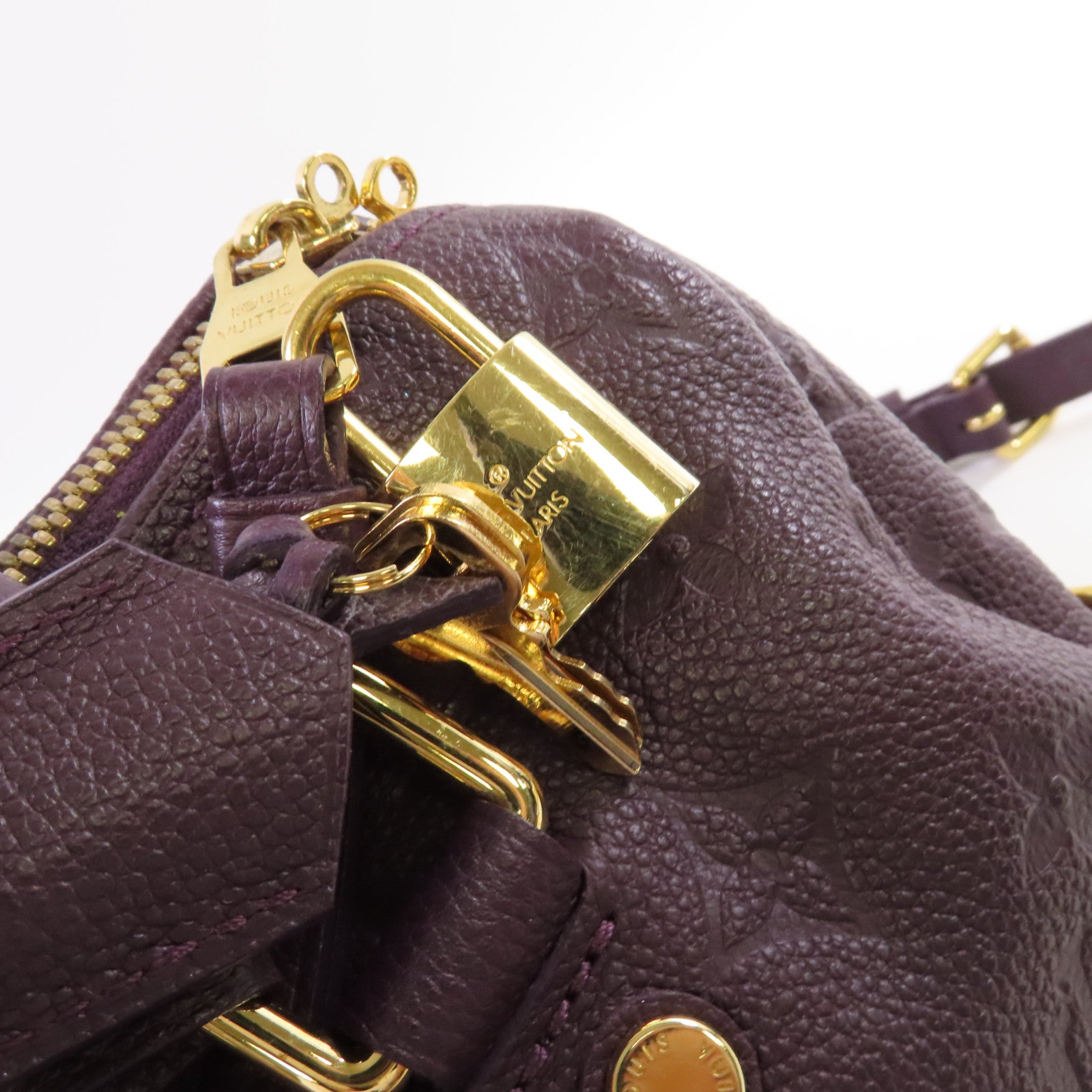 LOUIS VUITTON Monogram Empreinte Speedy Bandouliere 25 2Way Shoulder Bag金扣手挽肩背兩用袋紫色