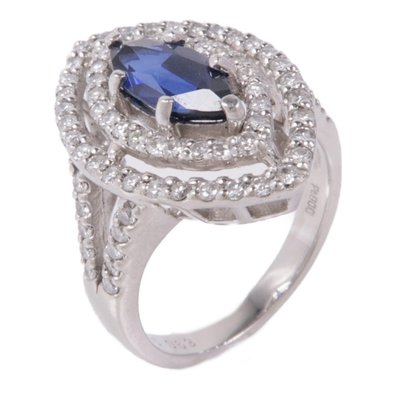 JEWELRY PT900鉑金Sapphire/Diamond Ring藍寶石/鑽石戒指US#6