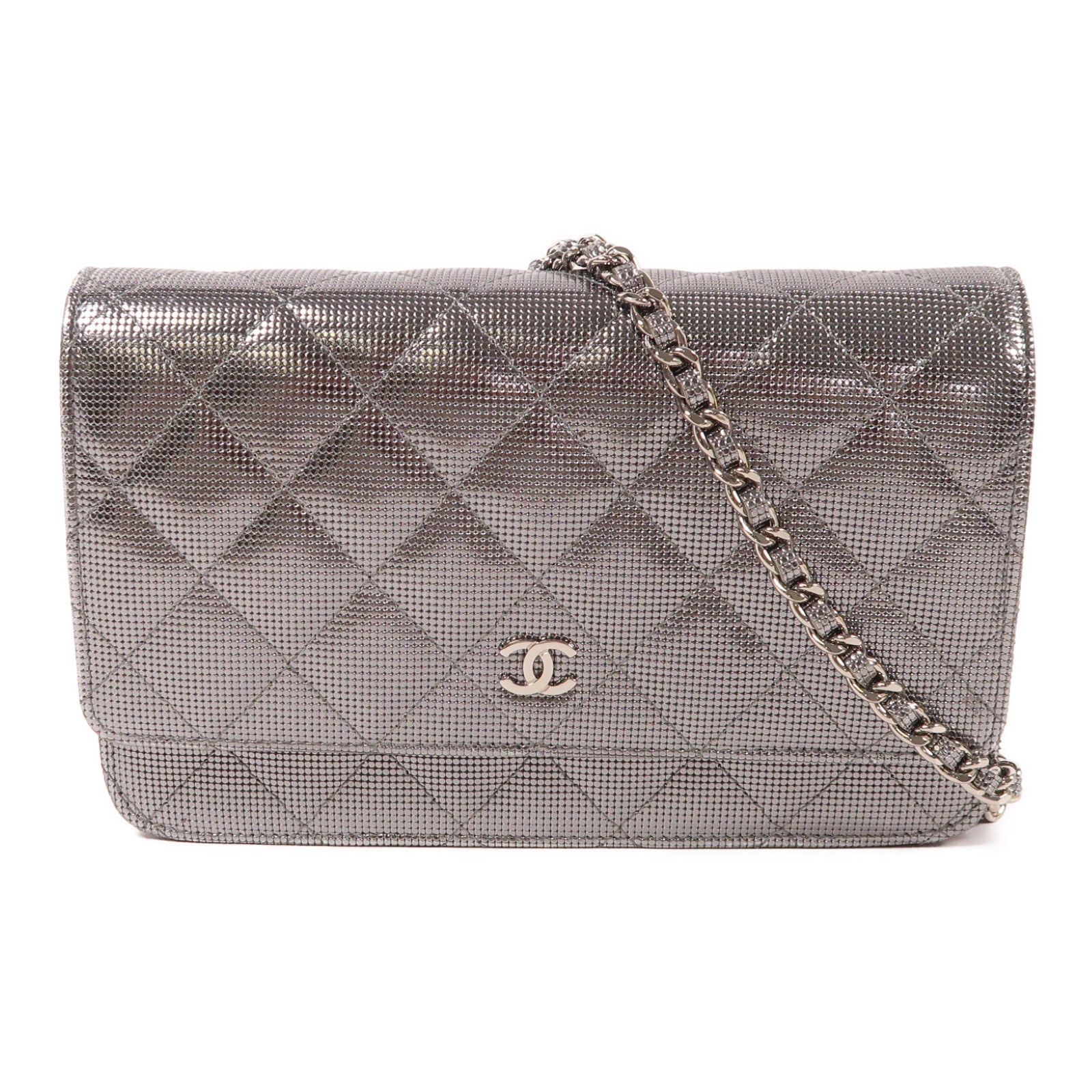 CHANEL 皮革WOC Wallet On Chain銀扣鏈帶肩背袋