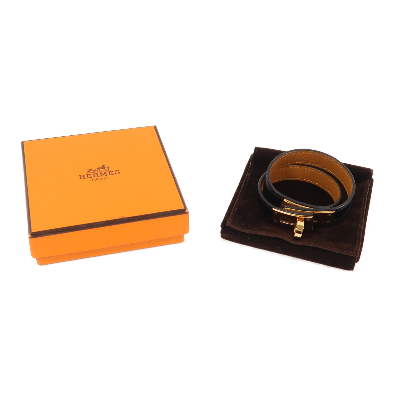 HERMES Box Calf皮革Kelly Double Tour手鐲