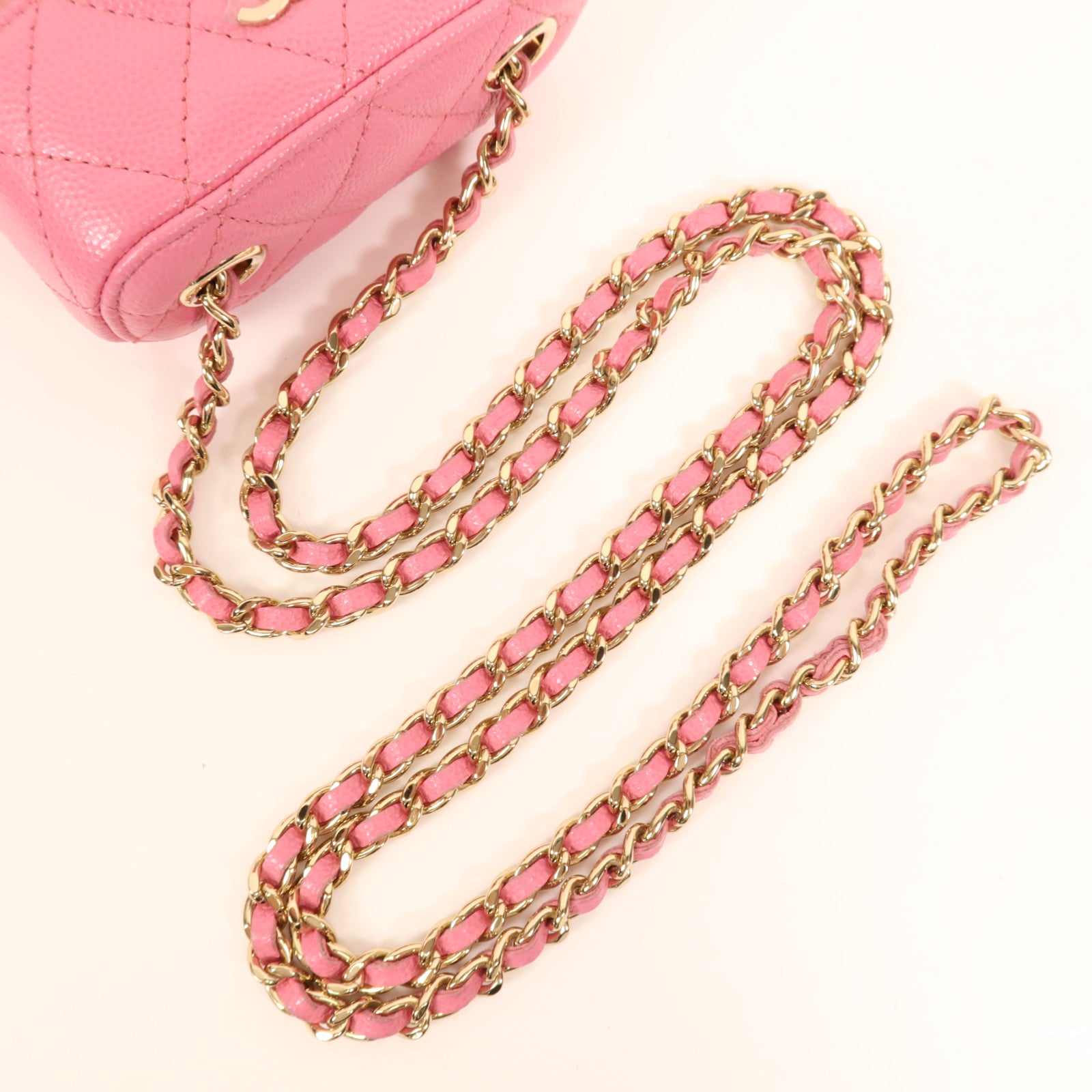 CHANEL 【激減優惠】牛皮皮革Phone Bag金扣鏈帶肩背袋