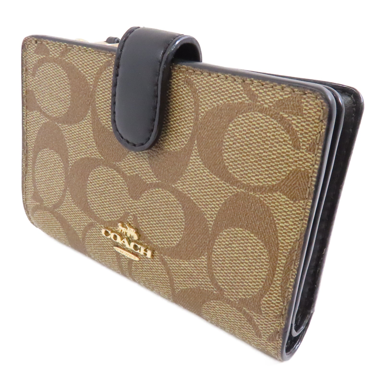 COACH 塗層帆布Wallet金扣錢包啡色