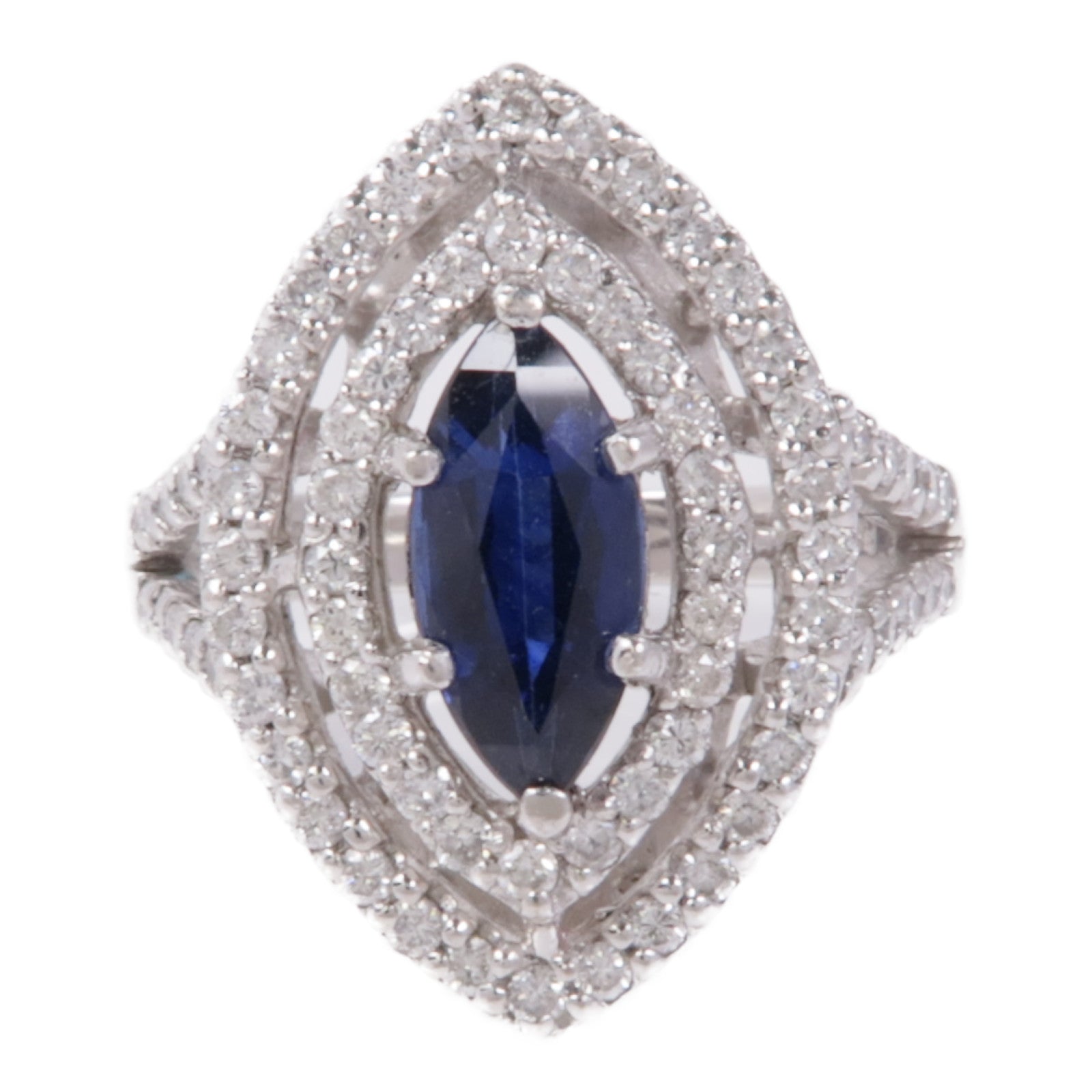 JEWELRY PT900鉑金Sapphire/Diamond Ring藍寶石/鑽石戒指US#6