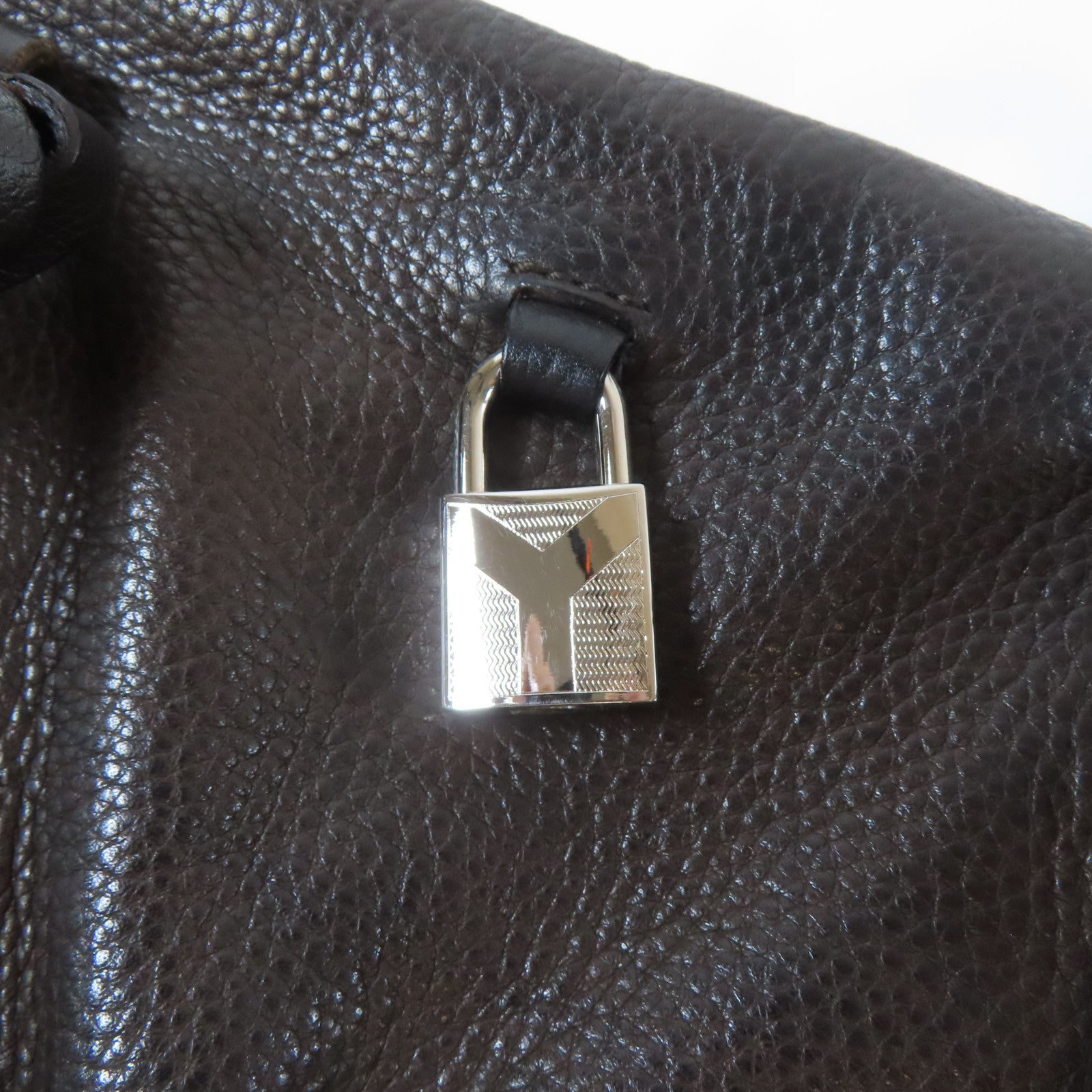 SAINT LAURENT 【激減優惠】牛皮皮革Shoulder Bag銀扣肩背袋啡色