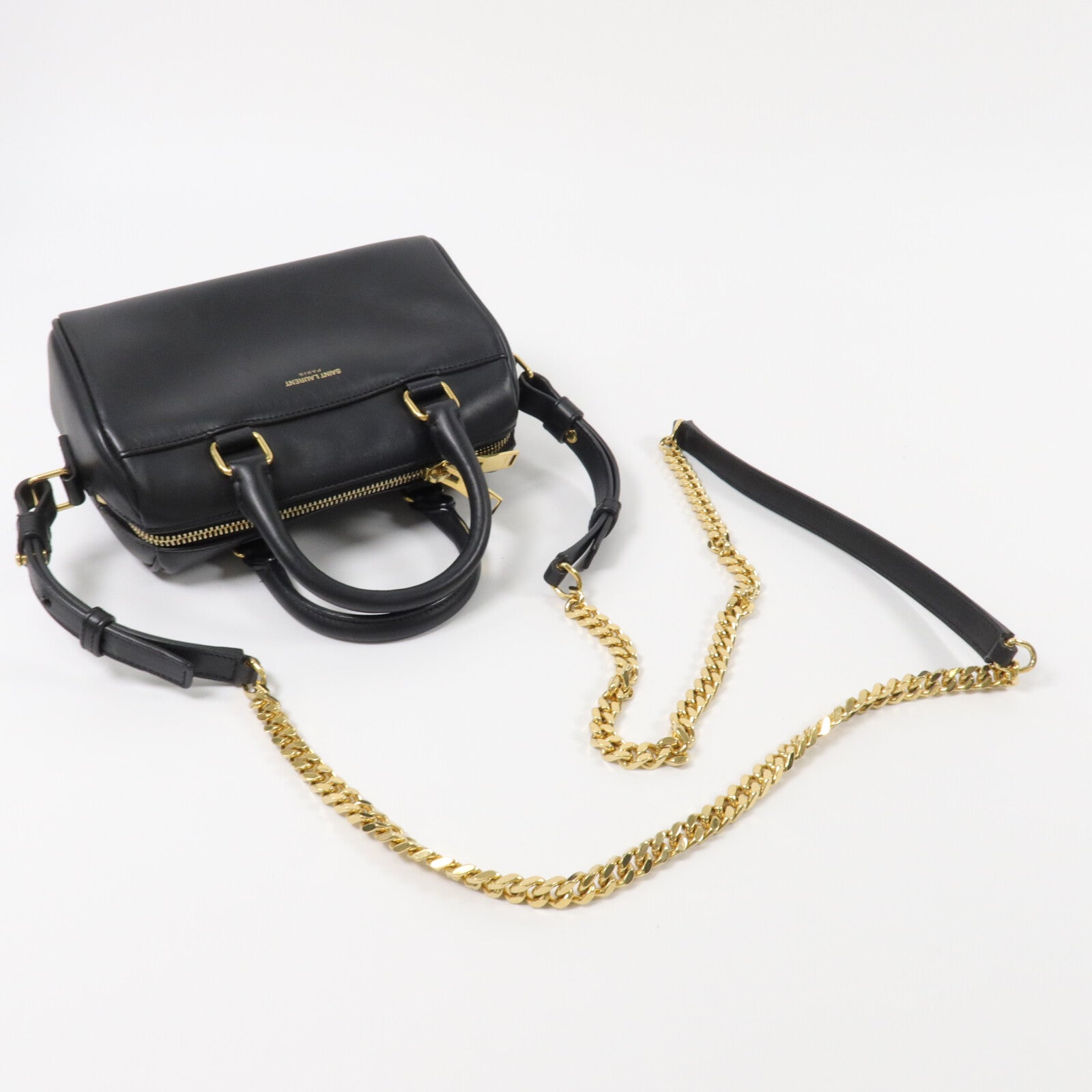 YVES SAINT LAURENT 牛皮皮革Classic Duffle Mini 18鏈帶手挽肩背兩用袋
