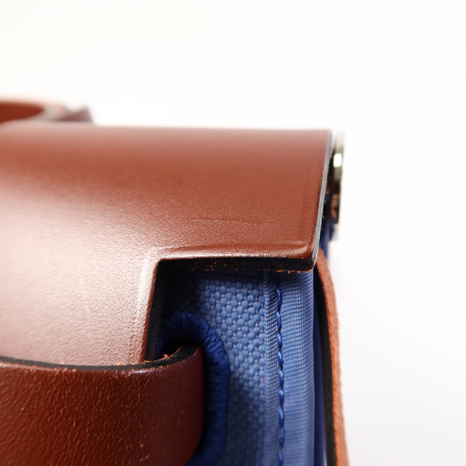 HERMES 帆布Herbag PM手挽肩背兩用袋Bleu Agate/Rouge H