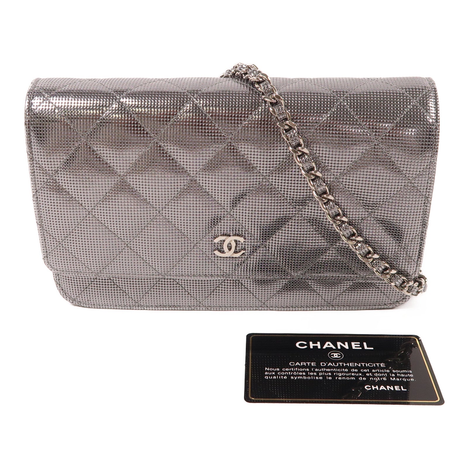 CHANEL 皮革WOC Wallet On Chain銀扣鏈帶肩背袋