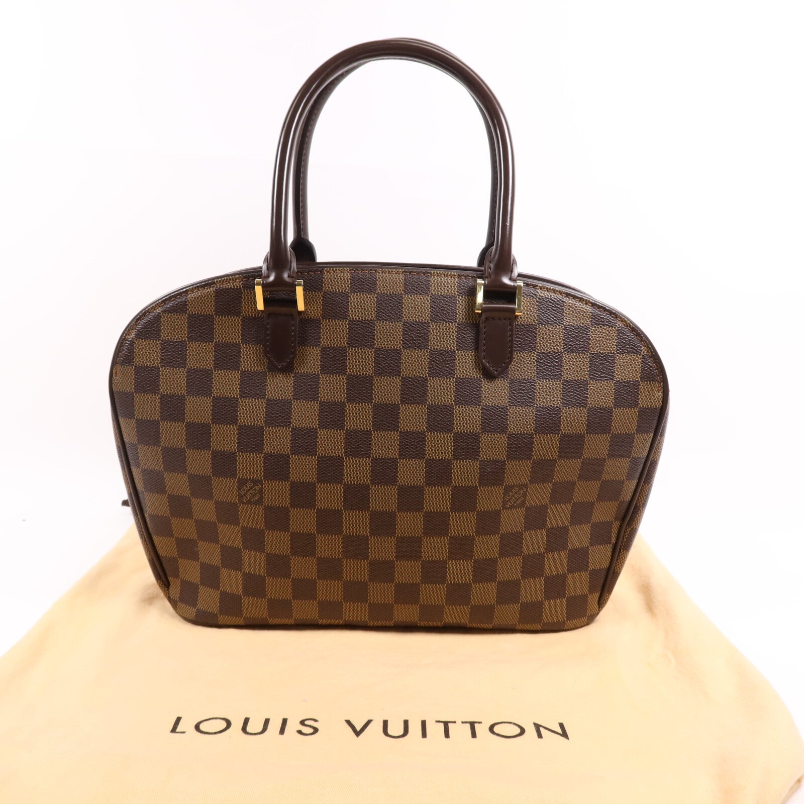 LOUIS VUITTON Damier Ebene Sarria Horizontal金扣手挽袋